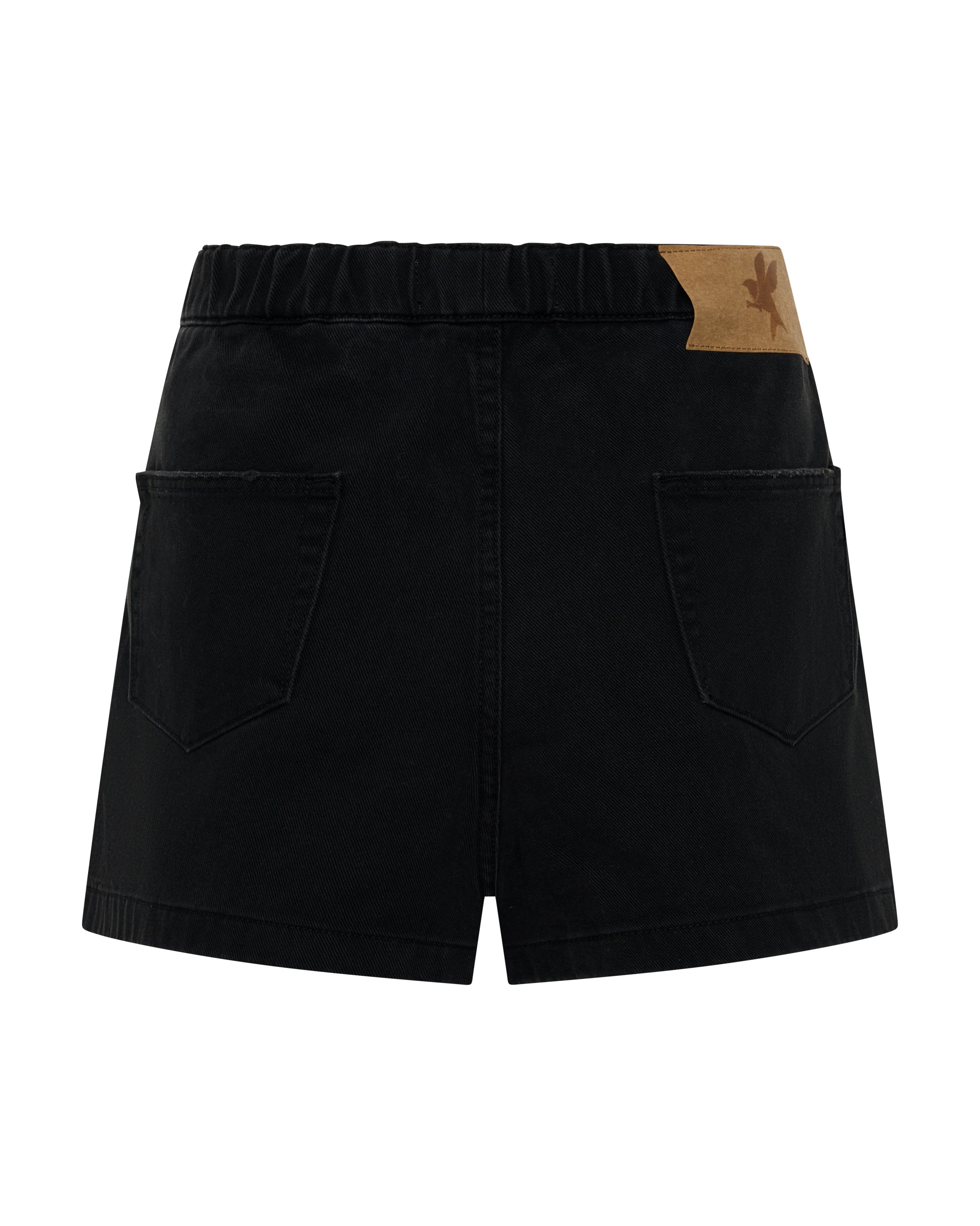Funks High Waist Elasticated Denim Shorts - Smokey Black | One