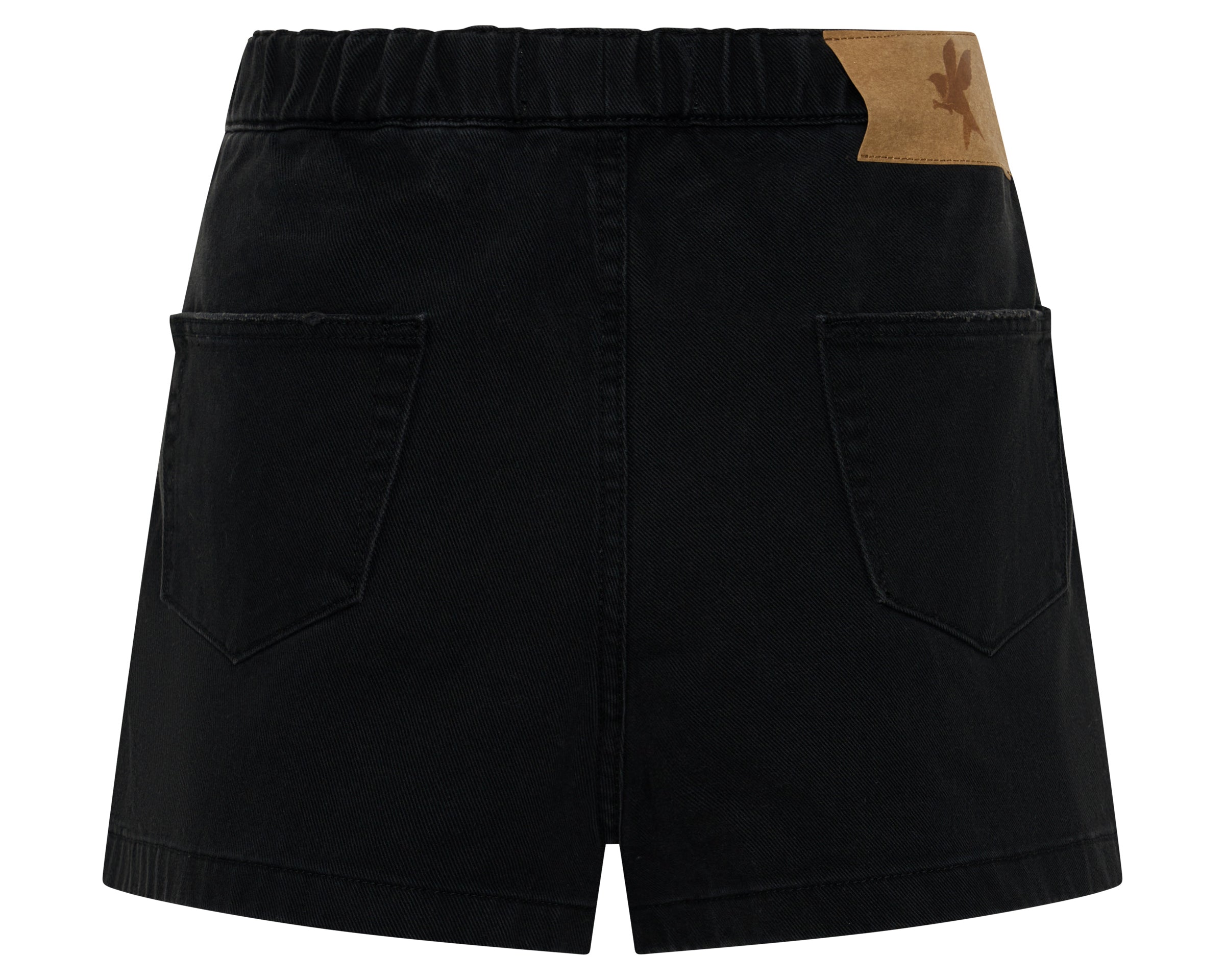 Funks High Waist Elasticated Denim Shorts - Smokey Black
