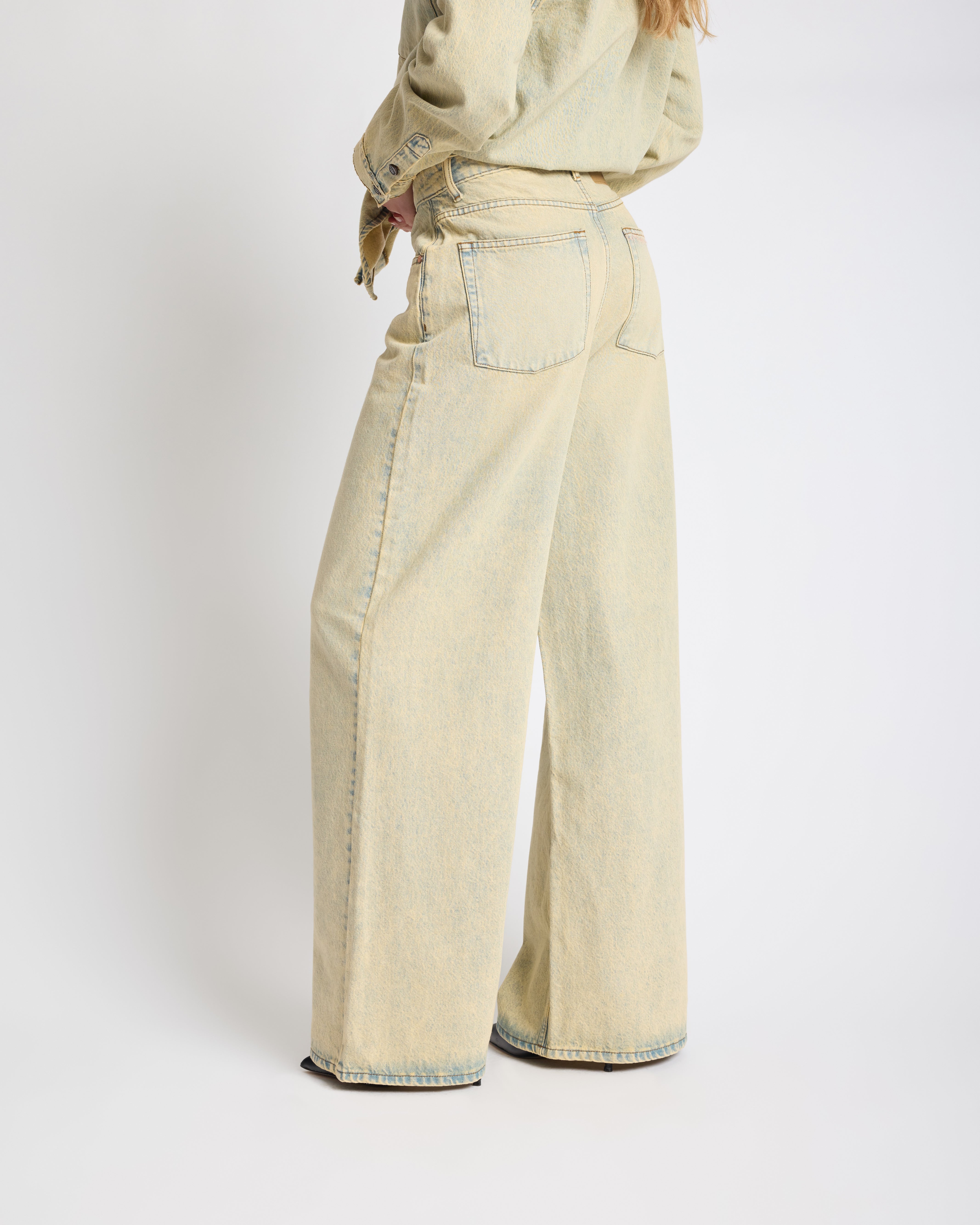 Love Machines High Waist Super Wide Leg Denim Jeans - Blue Sand