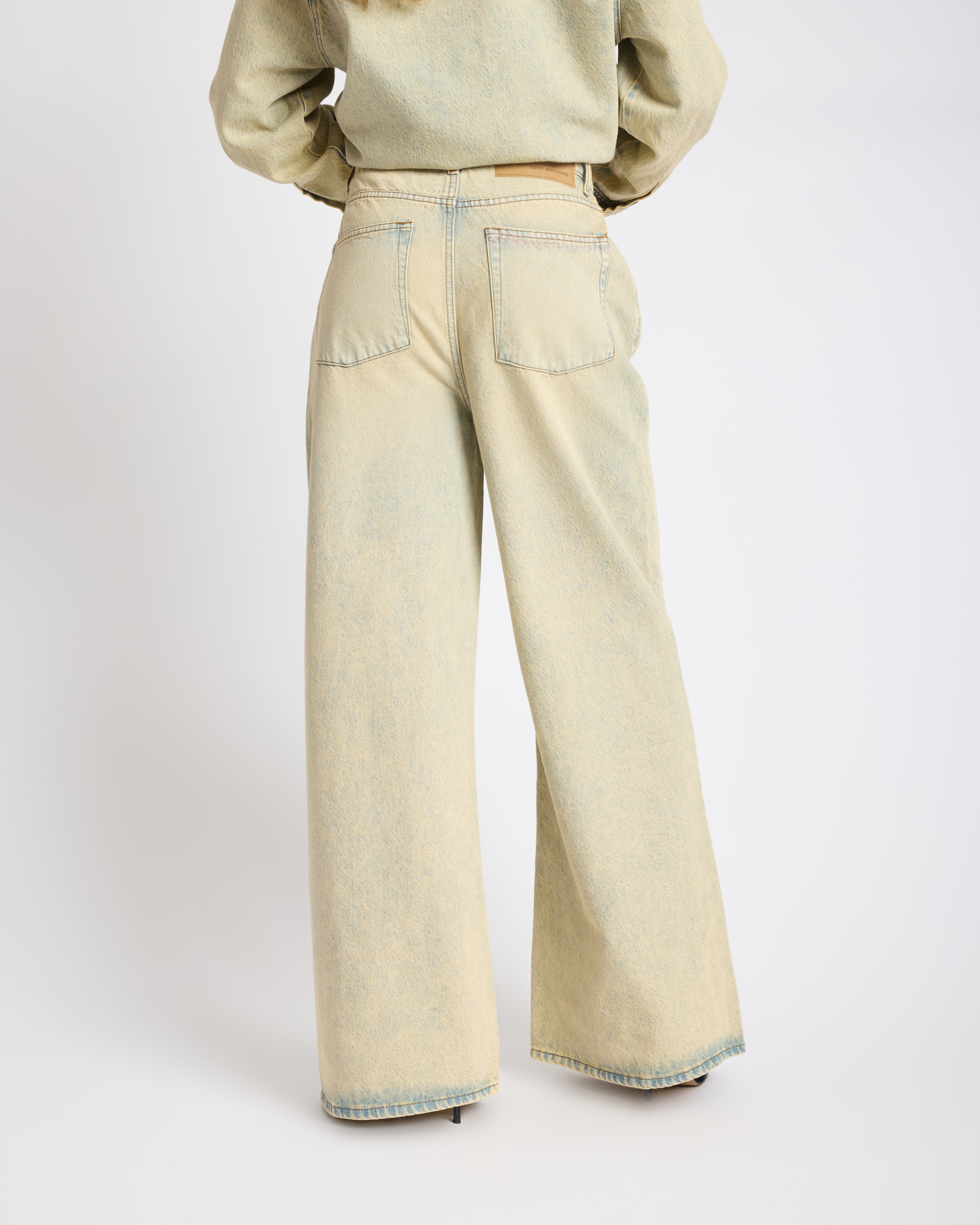 Love Machines High Waist Super Wide Leg Denim Jeans - Blue Sand