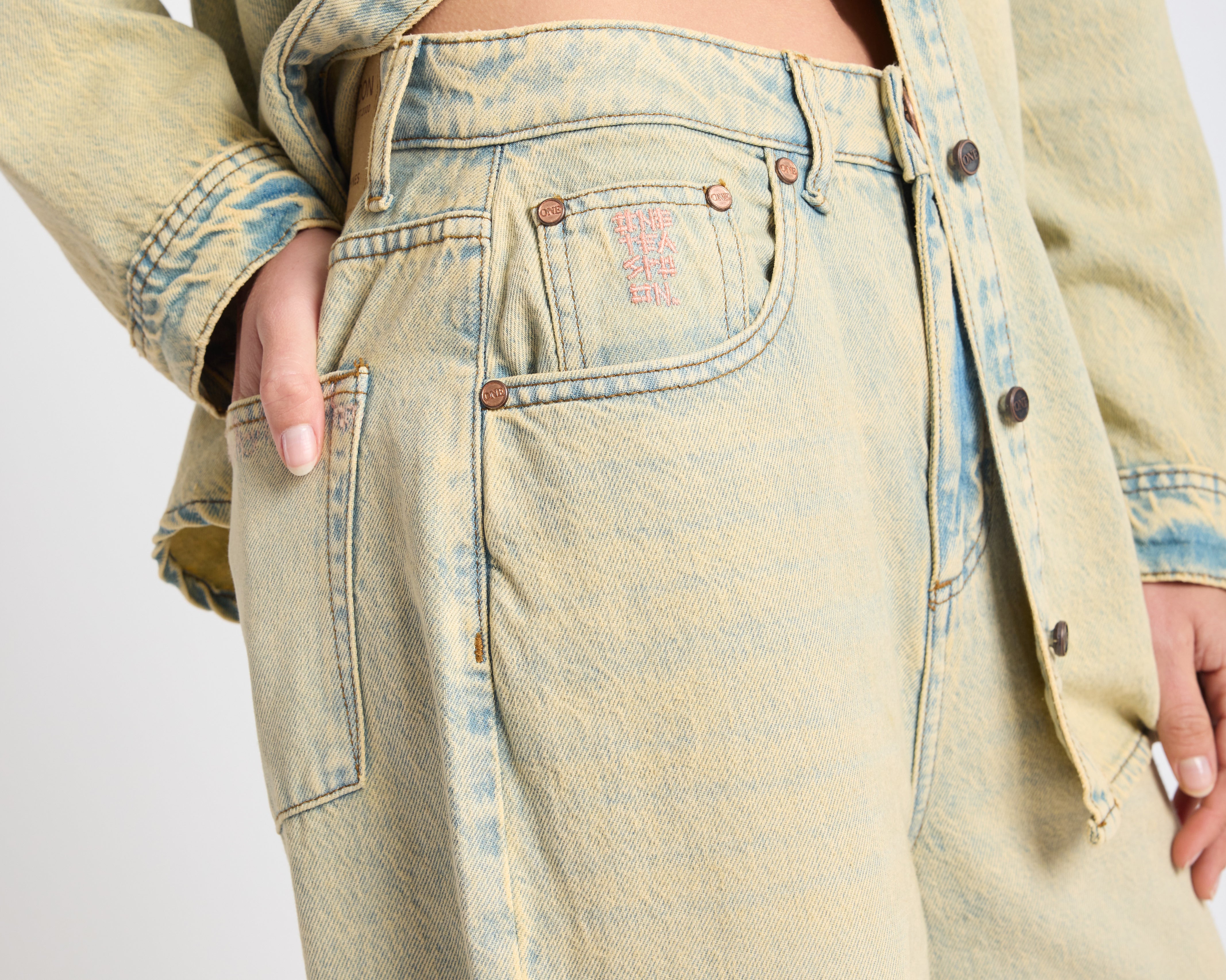 Love Machines High Waist Super Wide Leg Denim Jeans - Blue Sand