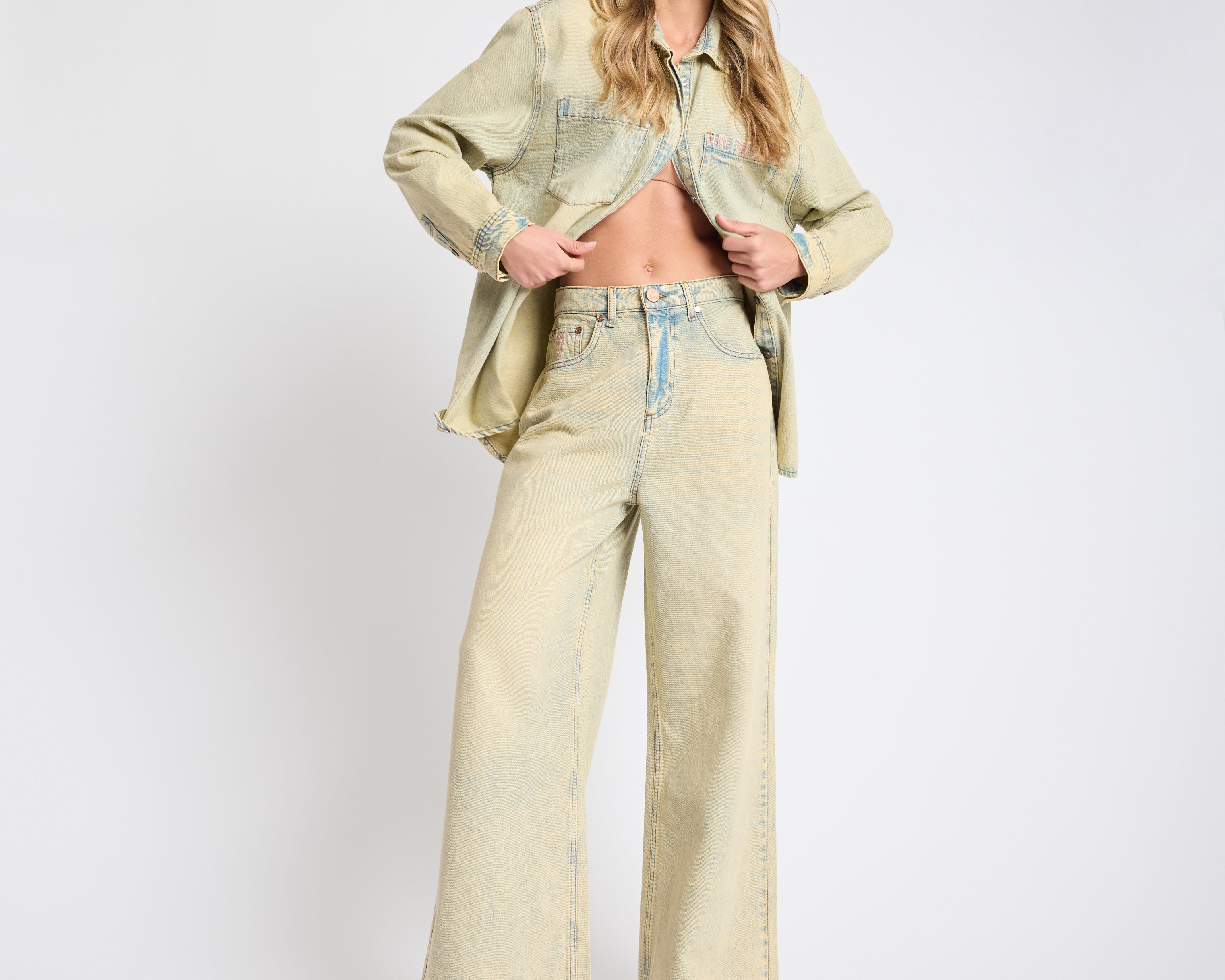 Love Machines High Waist Super Wide Leg Denim Jeans - Blue Sand