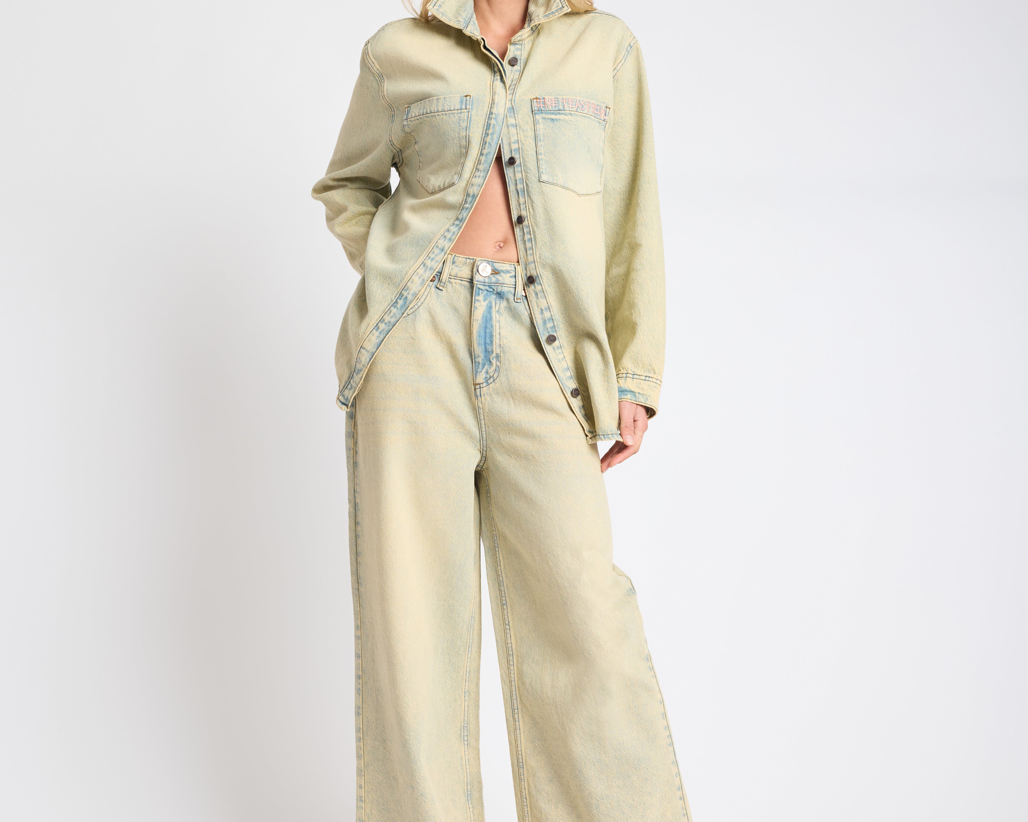 Love Machines High Waist Super Wide Leg Denim Jeans - Blue Sand