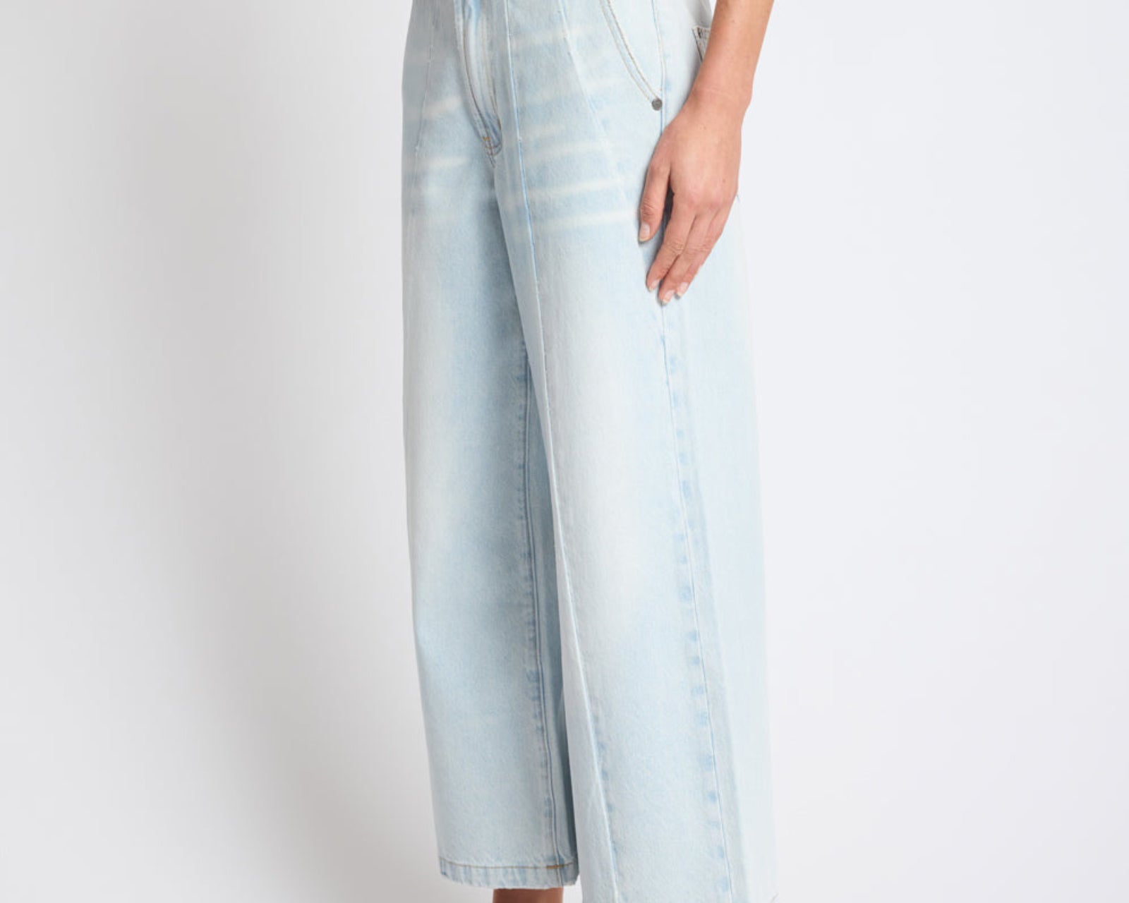 Hayden Mid Waist Wide Leg Cropped Denim Jeans - Bel Air Blue