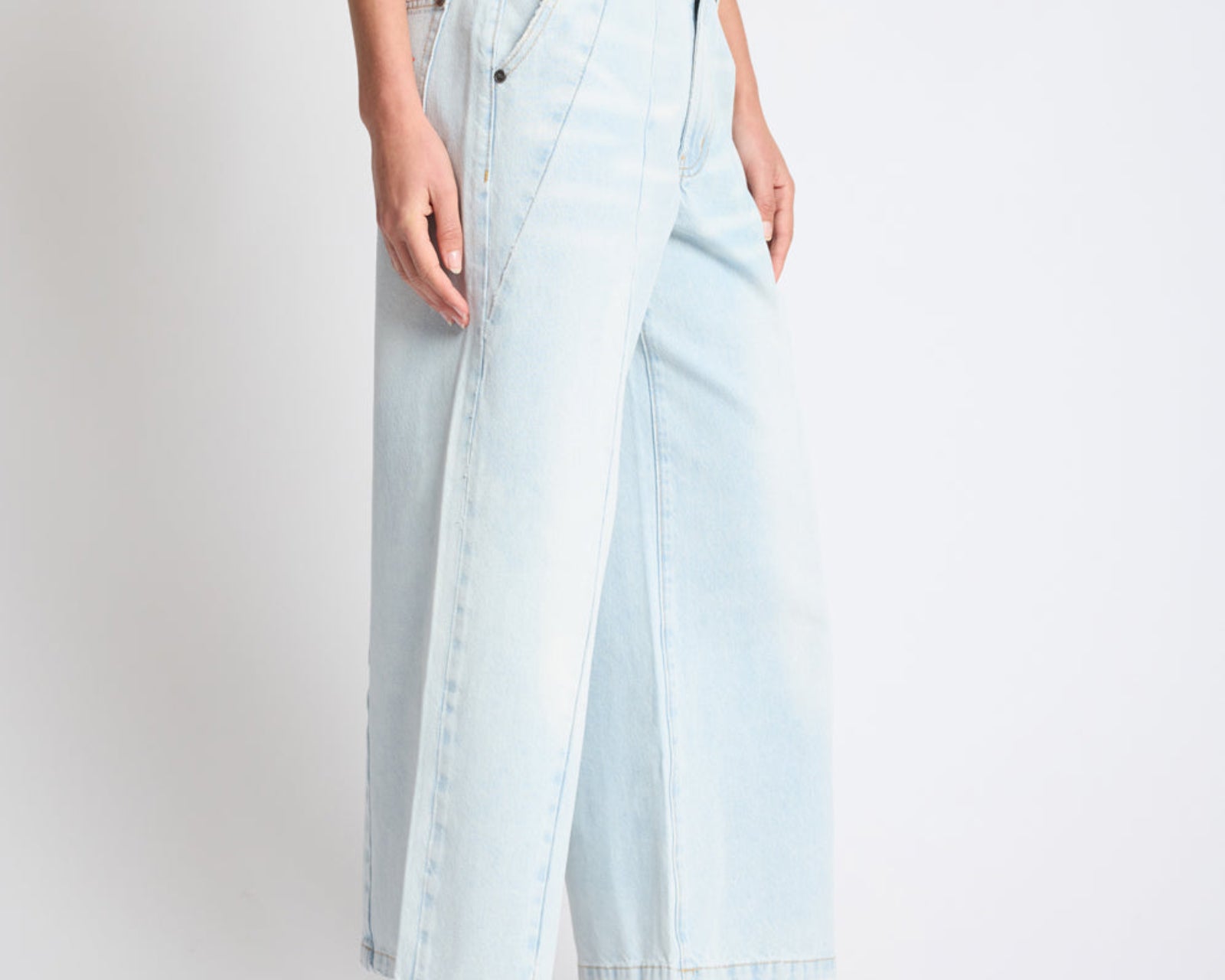 Hayden Mid Waist Wide Leg Cropped Denim Jeans - Bel Air Blue