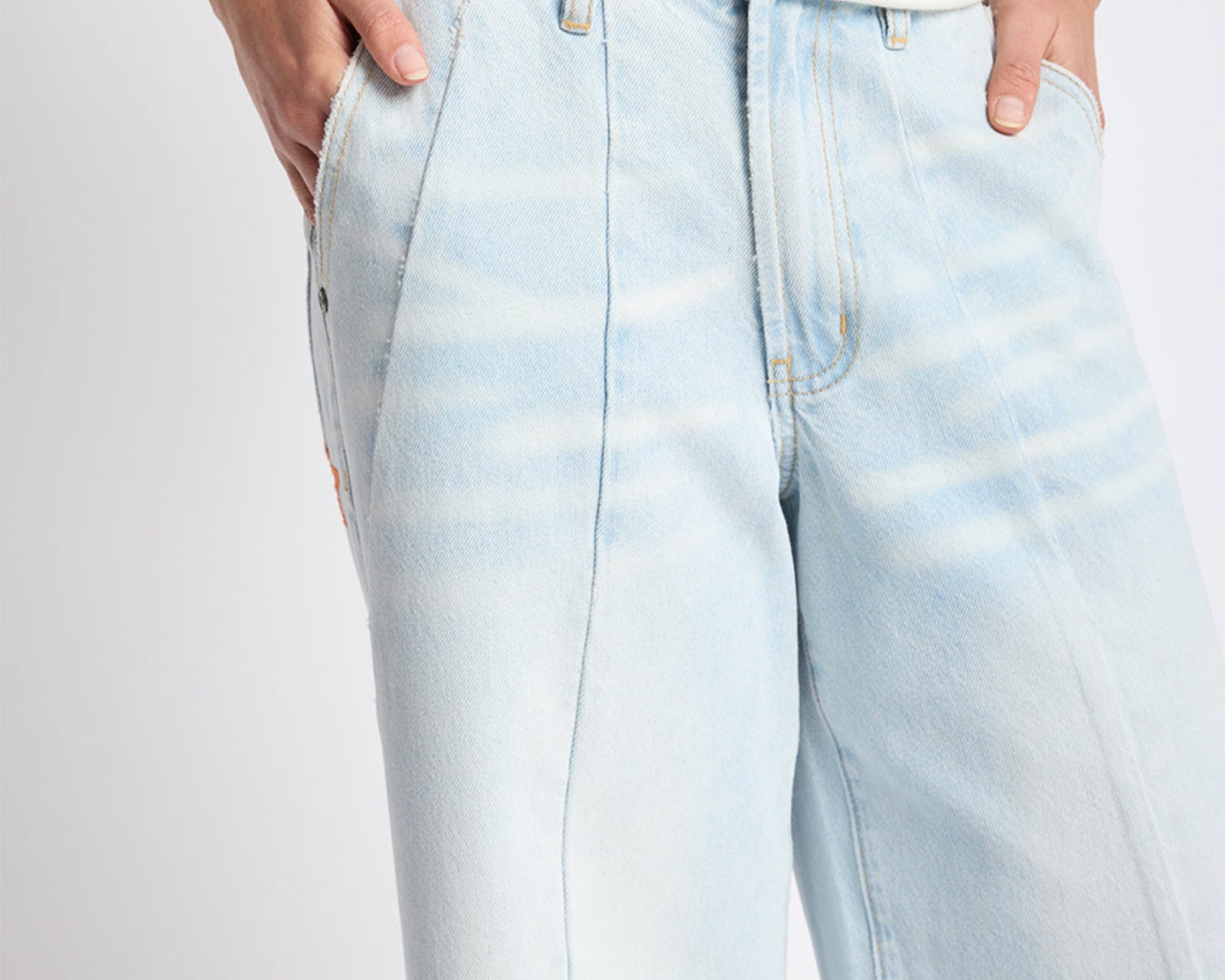 Hayden Mid Waist Wide Leg Cropped Denim Jeans - Bel Air Blue