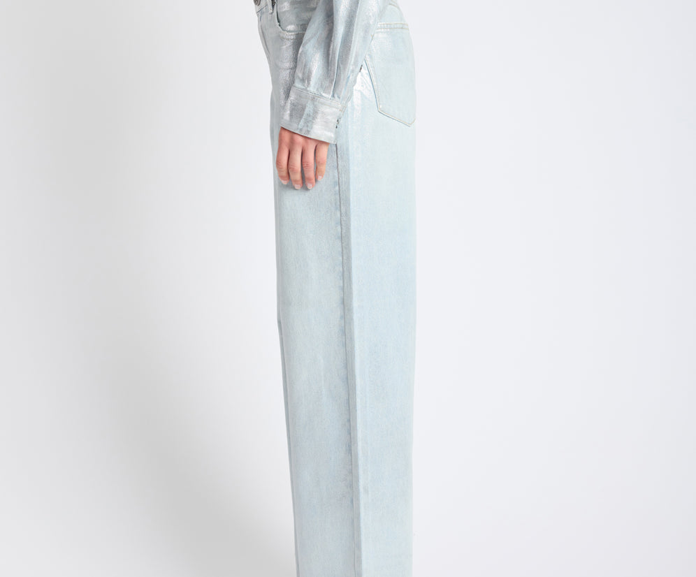 Jackson Mid Waist Wide Leg Denim Jeans - Blue Chrome