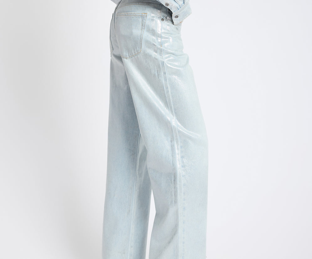 Jackson Mid Waist Wide Leg Denim Jeans - Blue Chrome
