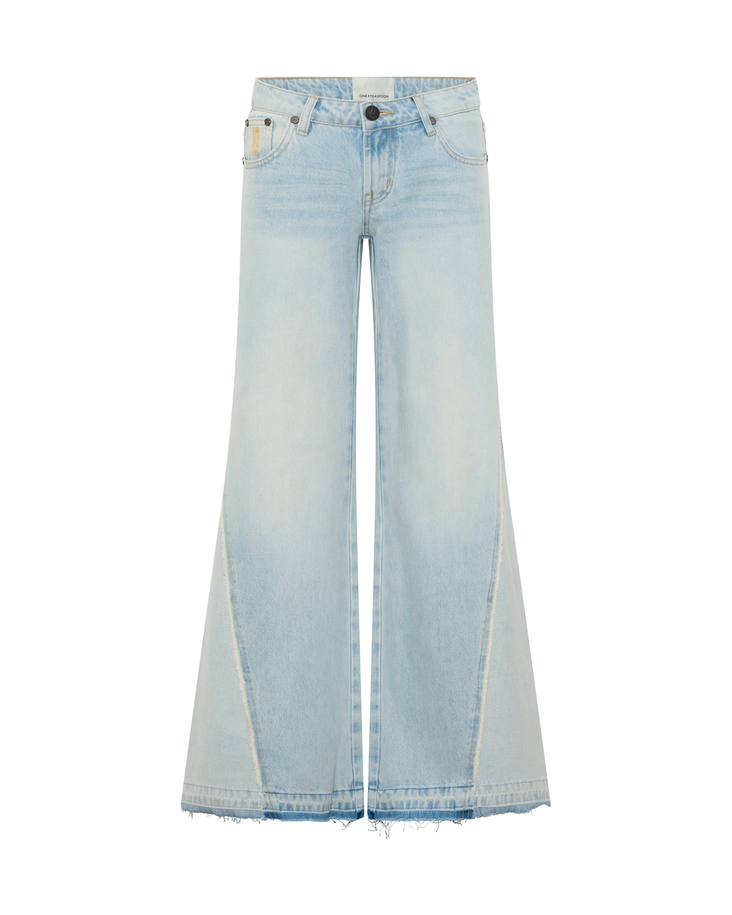 Johnnies Low Waist Wide Leg Flared Denim Jeans - Cosmic Blue | One