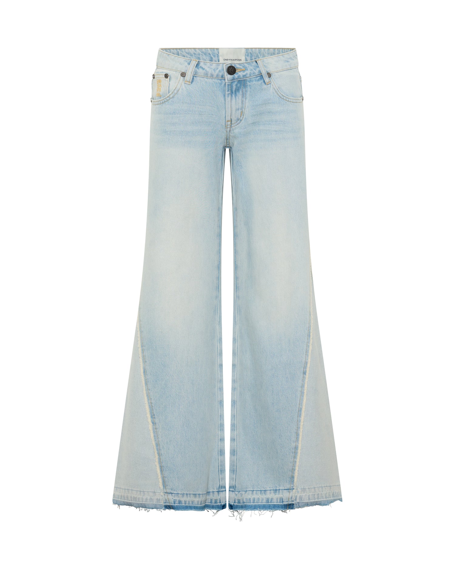 Johnnies Low Waist Wide Leg Flared Denim Jeans - Cosmic Blue