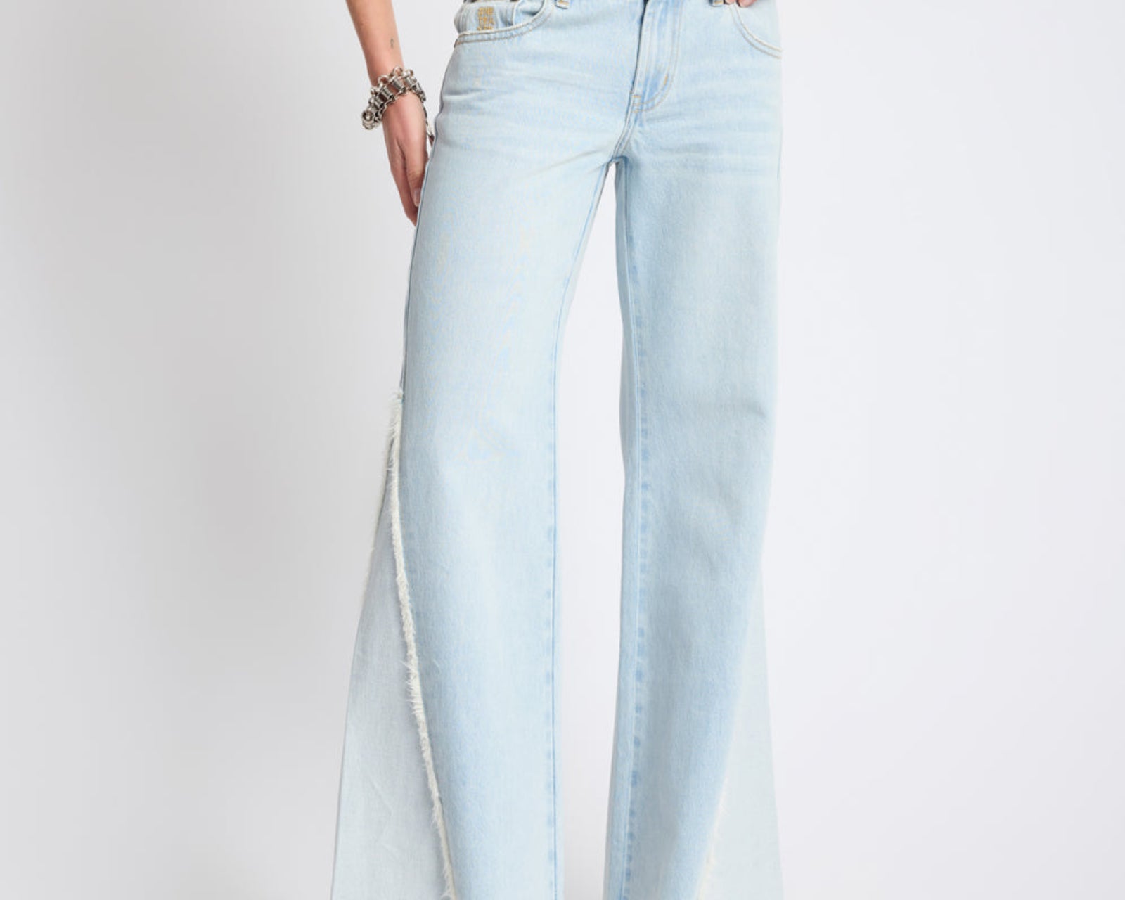 Johnnies Low Waist Wide Leg Flared Denim Jeans - Cosmic Blue