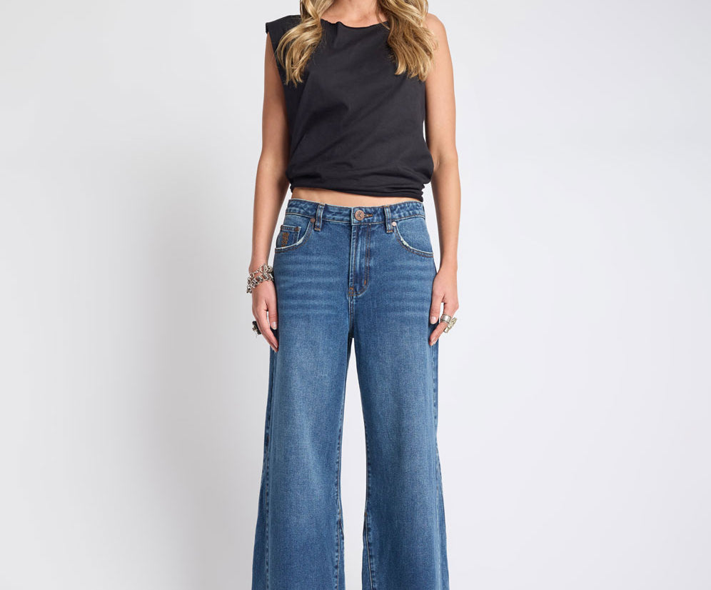 Cruisers Mid Waist Bootcut Flare Denim Jeans - Rodeo Blue