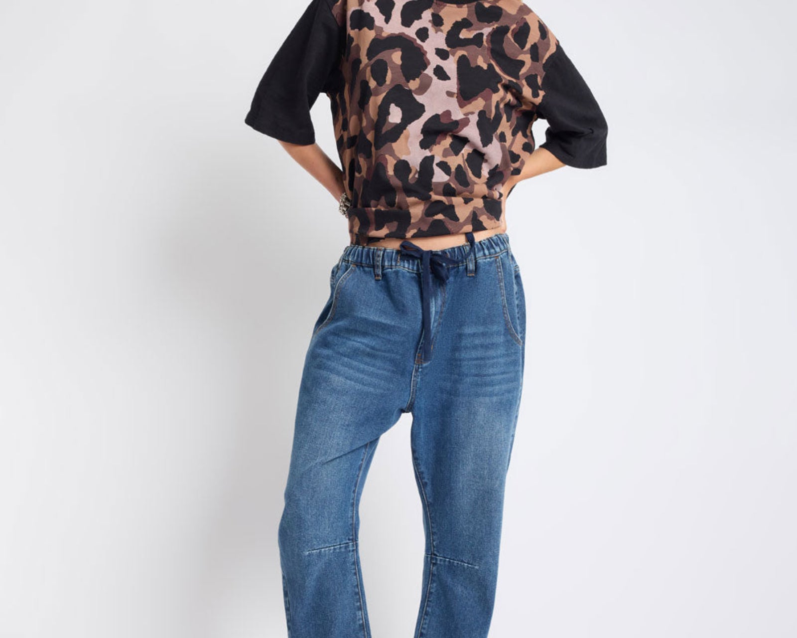 Outcasts Low Waist Drop Crotch Harem Denim Jeans - Rodeo Blue