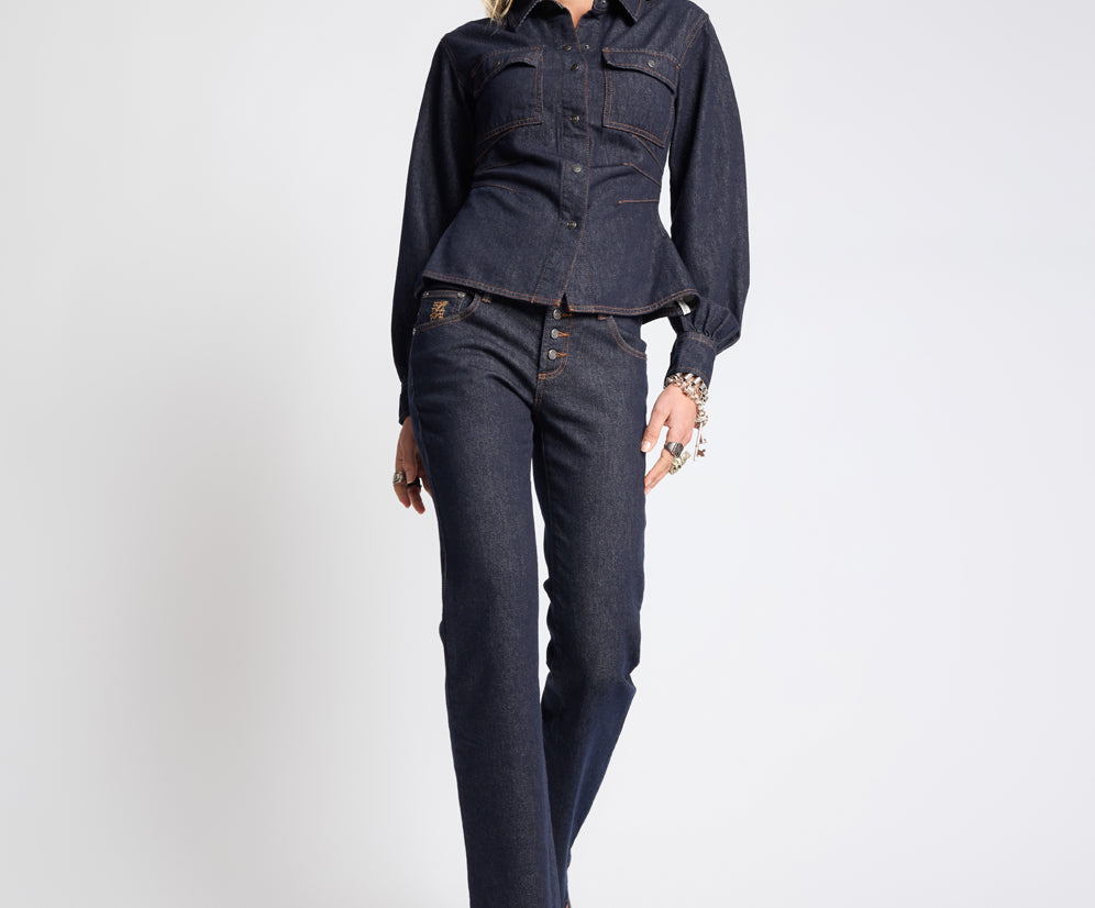 Alice Low Waist Bootcut Denim Jeans - Raw Indigo