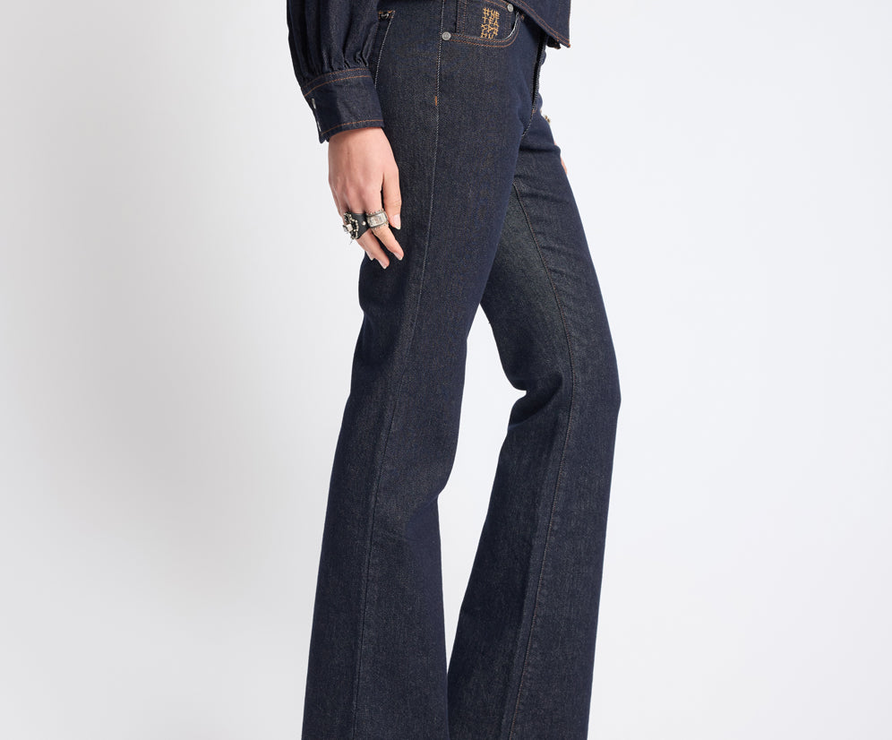 Alice Low Waist Bootcut Denim Jeans - Raw Indigo
