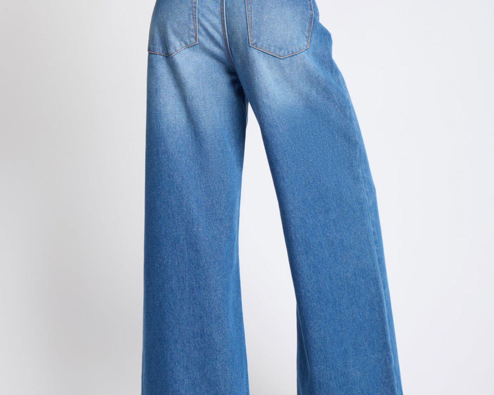 Love Machines Mid Waist Super Wide Leg Denim Jeans - Pacifica Blue