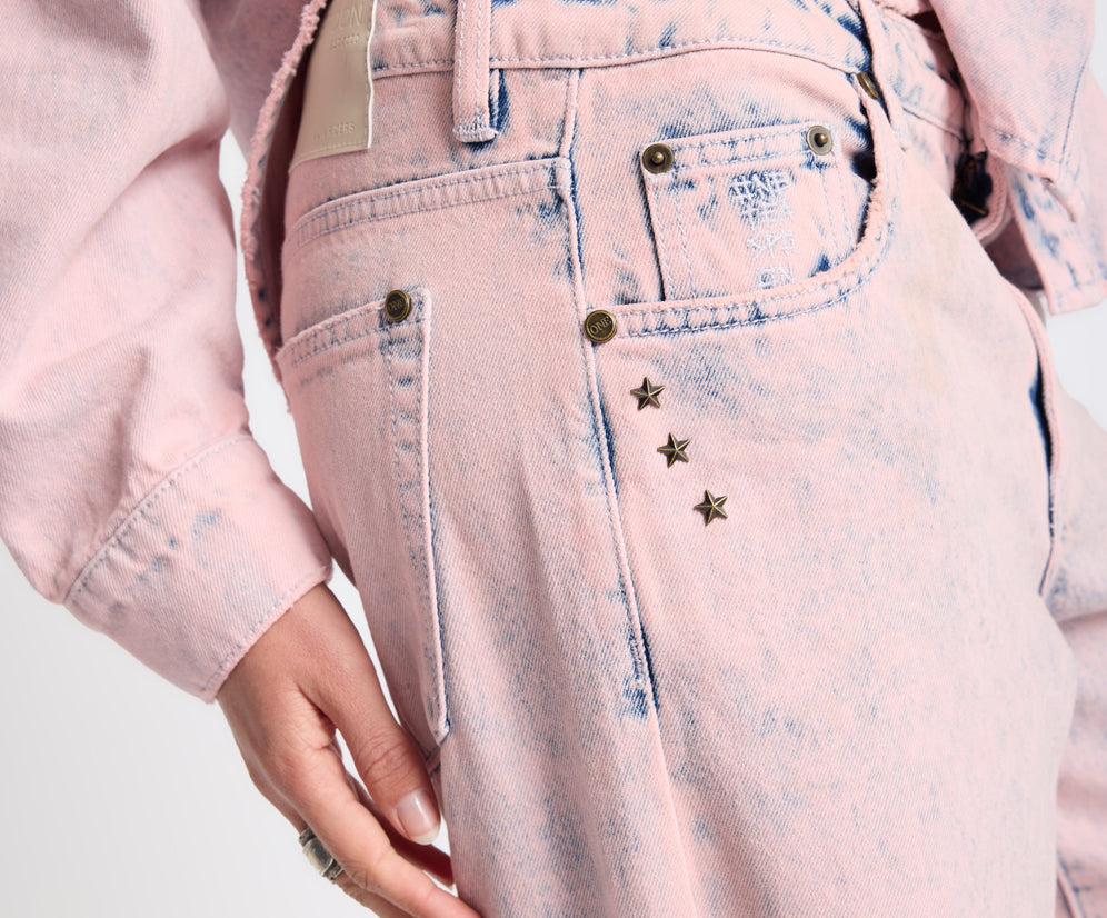 Low Riders Low Waist Wide Leg Denim Jeans - Pink Haze