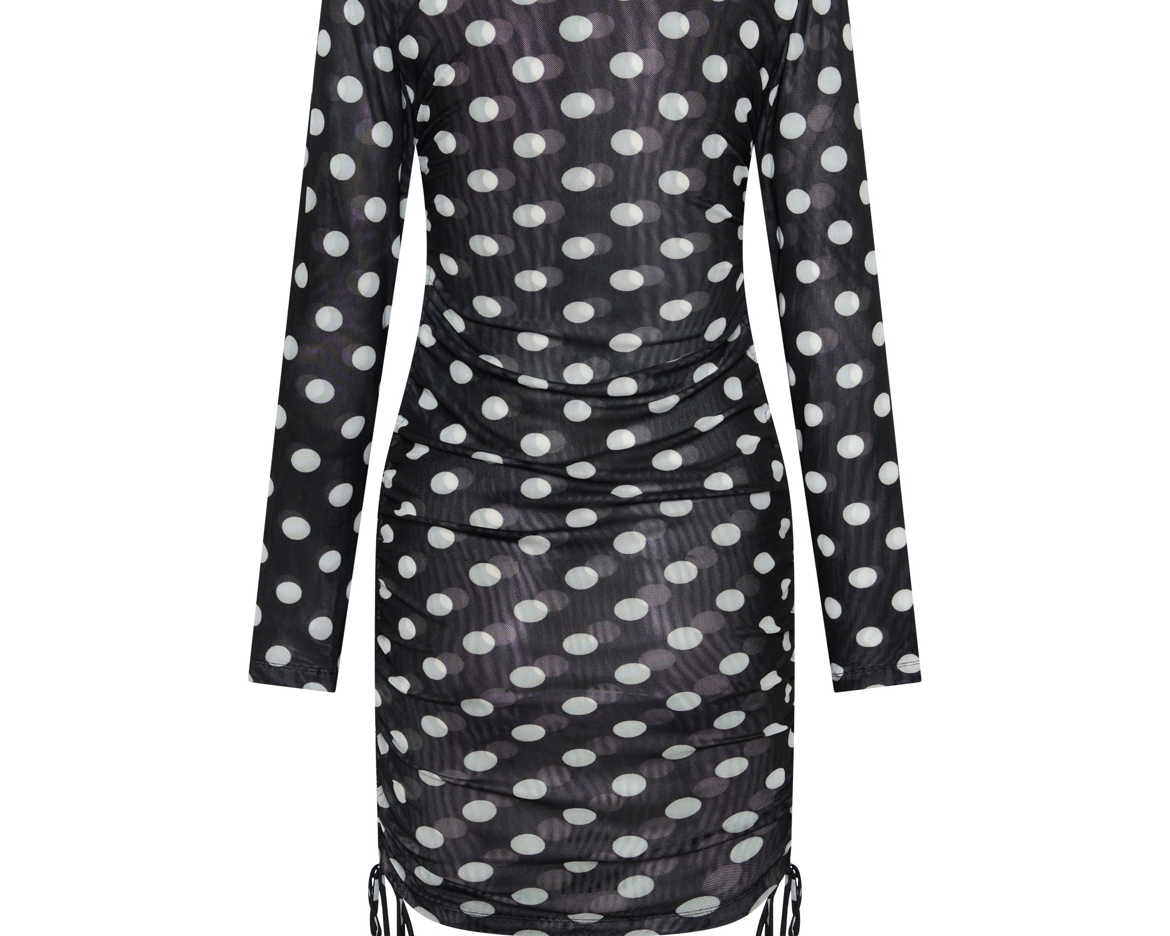 polka dot dress mesh One Teaspoon Polka Darling Sheer Mesh Ruched Mini Dress