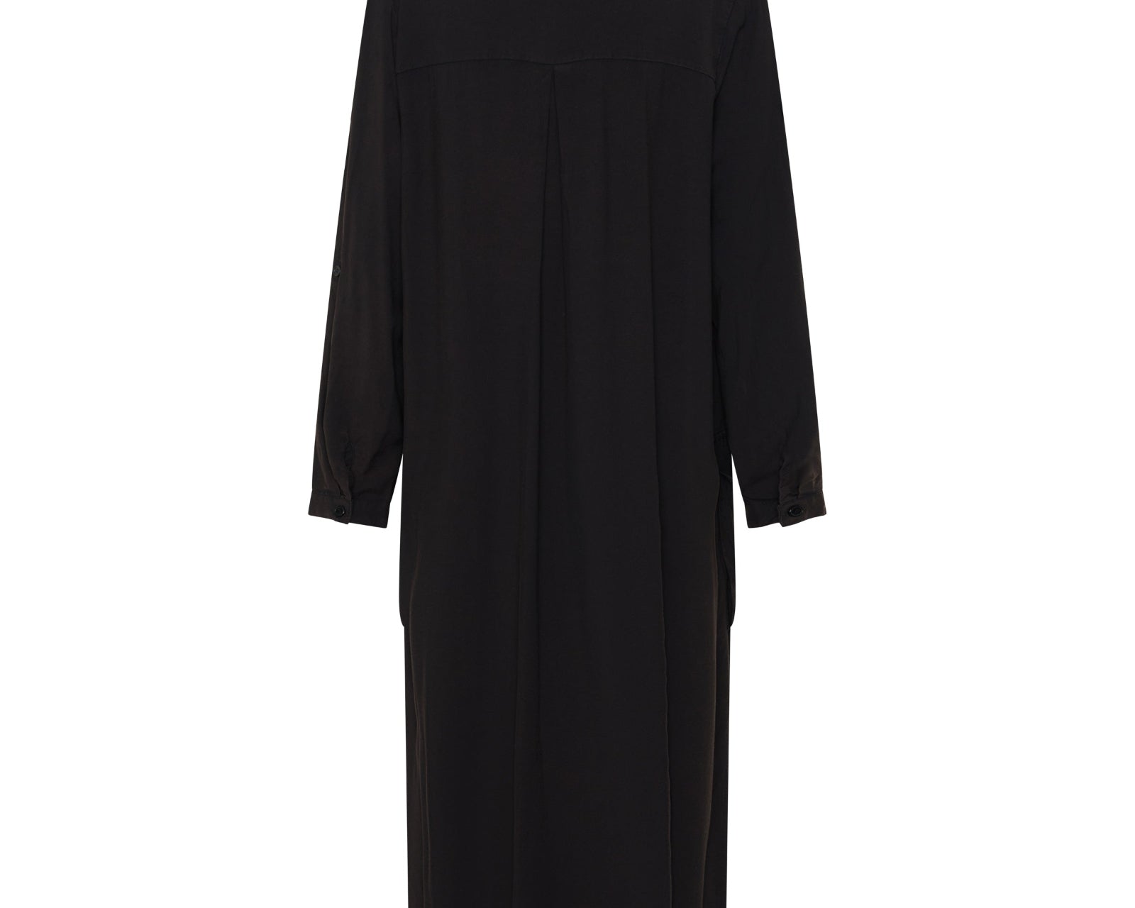 Crushed Midi Shirt Dress - Black