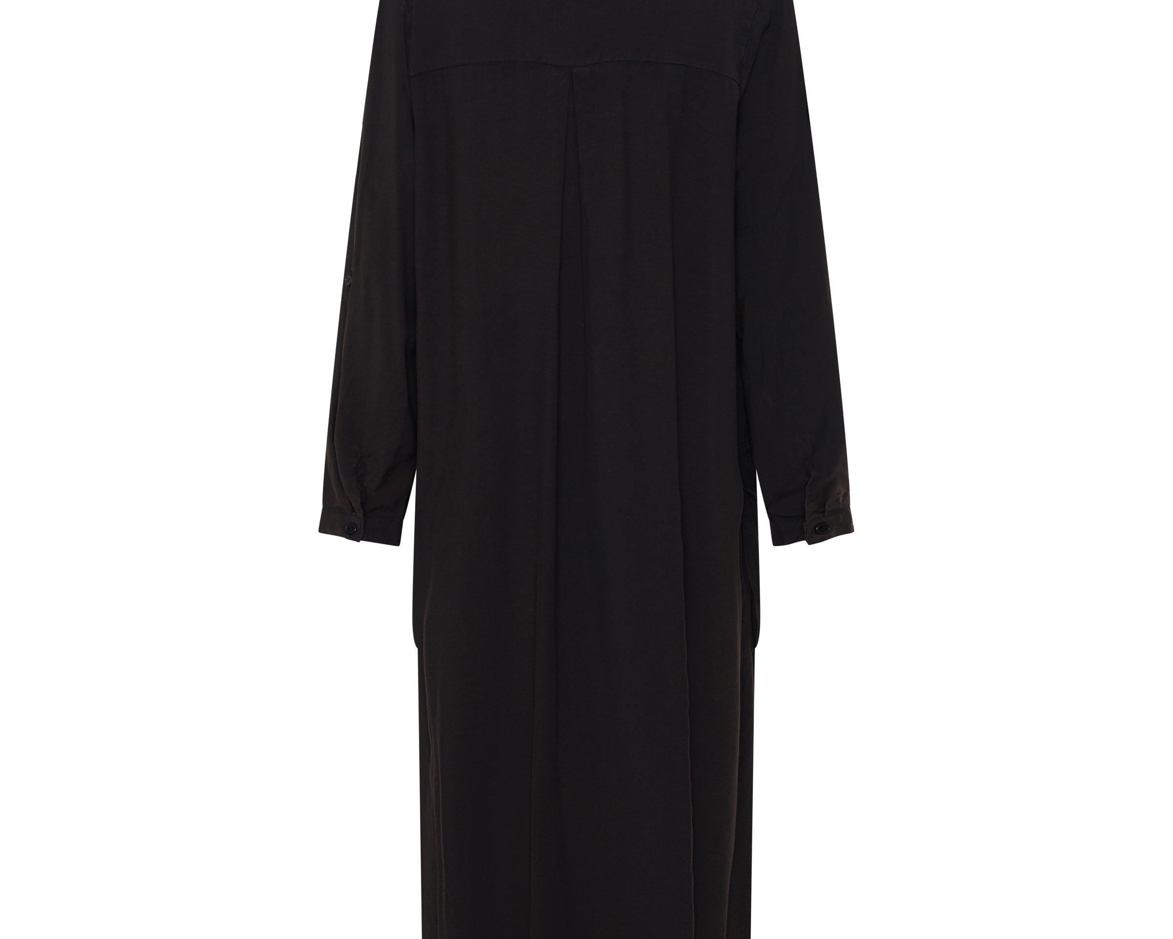 long sleeve midi shirt dress Crushed Midi Shirt Dress - Black