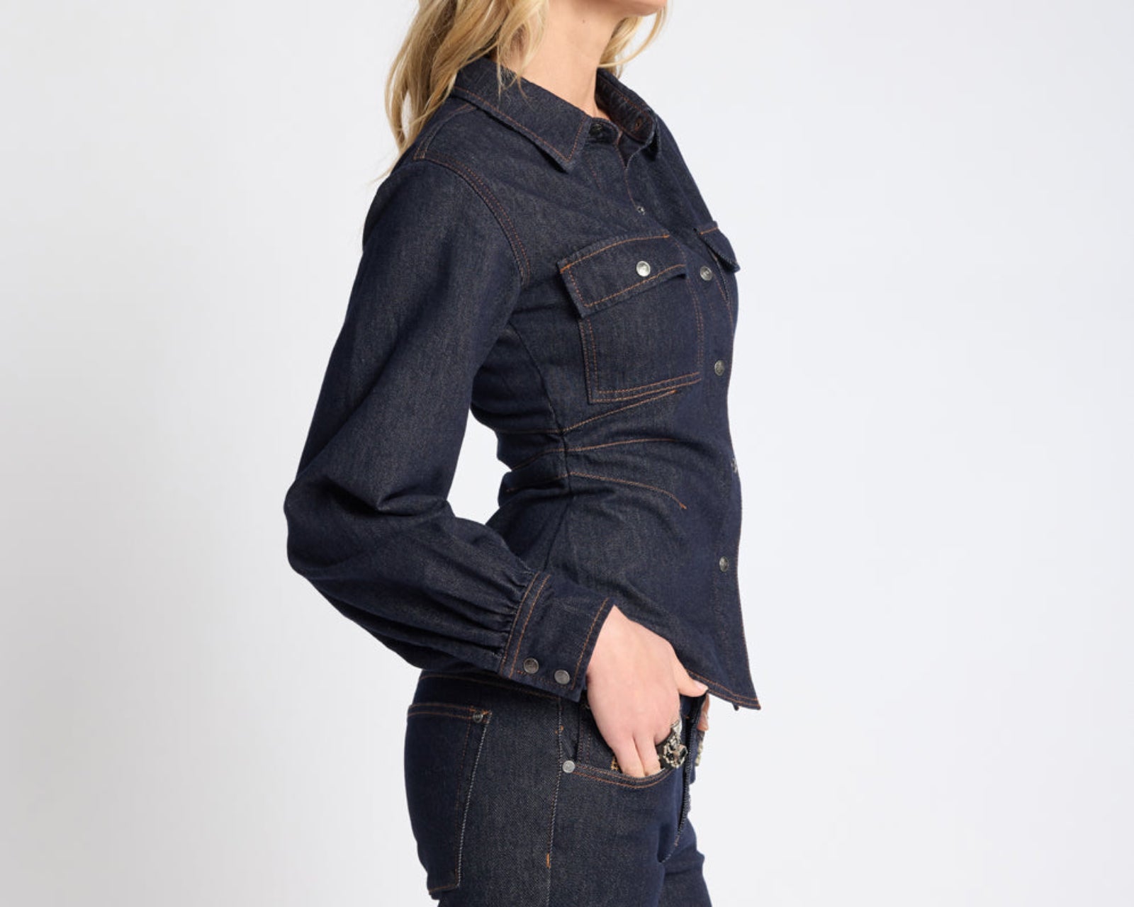 Josie Fitted Denim Shirt - Raw Indigo