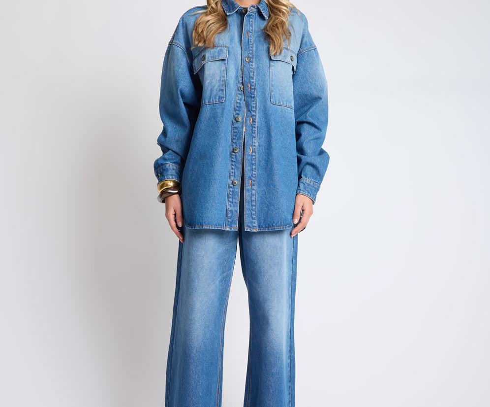 Oversized Denim Shirt - Pacifica Blue