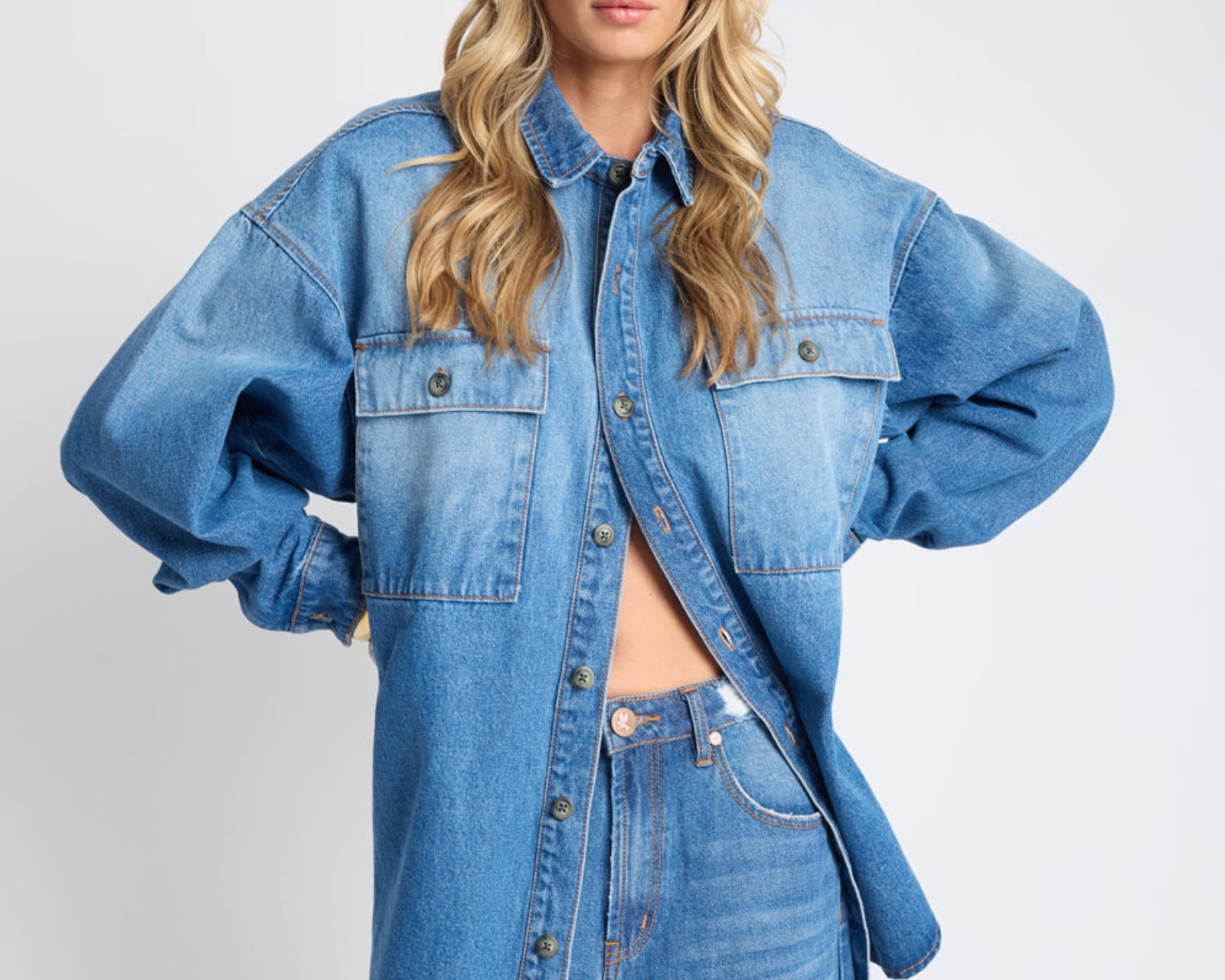 Oversized Denim Shirt - Pacifica Blue