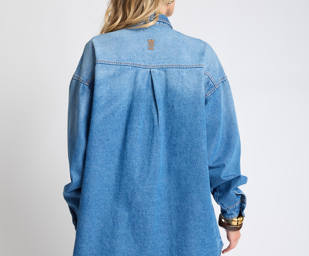 Oversized Denim Shirt - Pacifica Blue