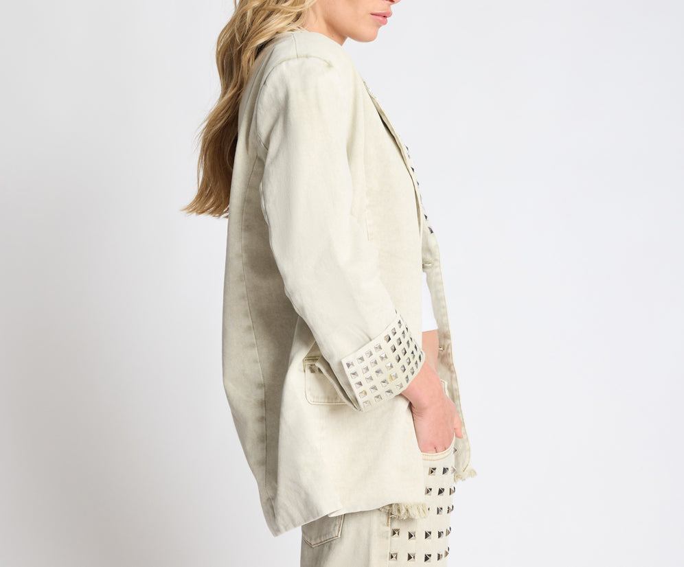 Silver Storm Studded Blazer - Antique Khaki