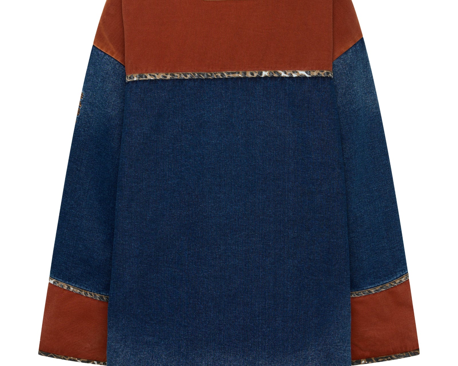 Bang Bang Reversible Colour Blocked Denim Wadded Jacket - Animal Blue Rust