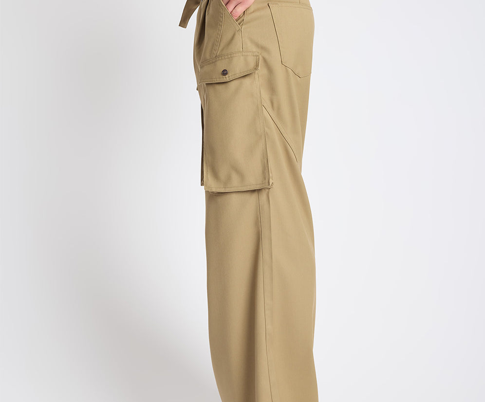 Elemental High Waist Tencel Cargo Pants - Khaki