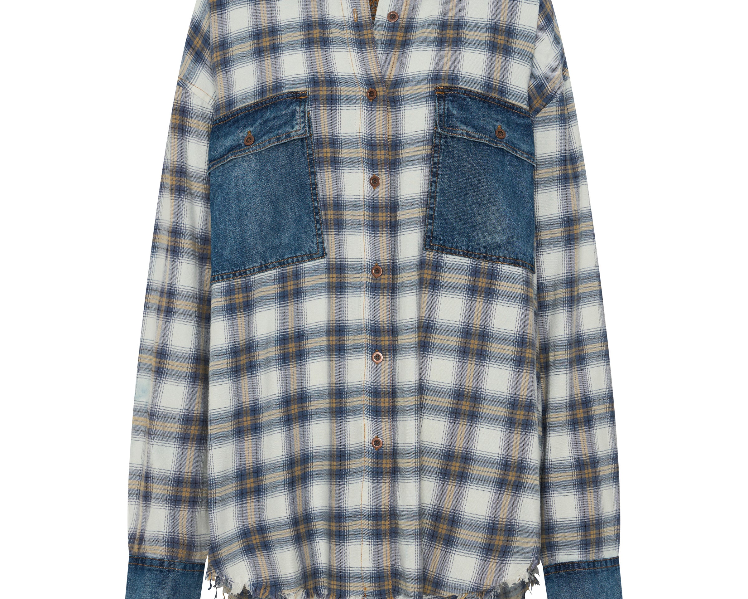 Oversized Flannel Shirt - Blue & White Check