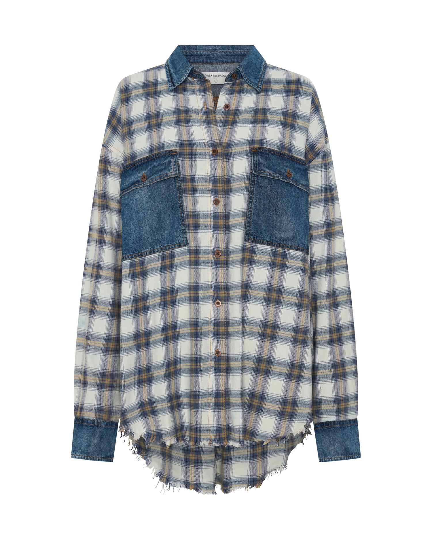 Oversized Flannel Shirt - Blue & White Check