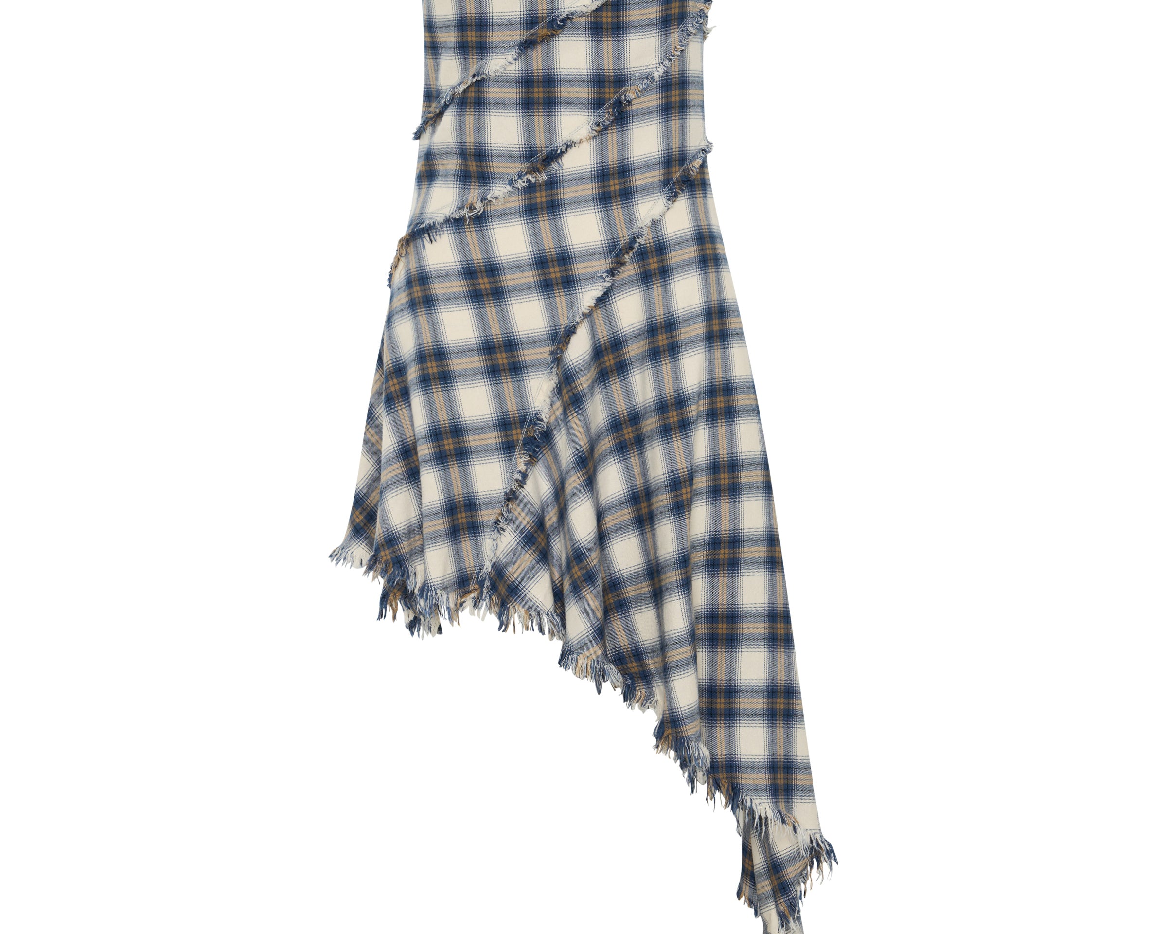 Heart Of Glass Asymmetrical Flannel Mini Dress - Blue & White Check