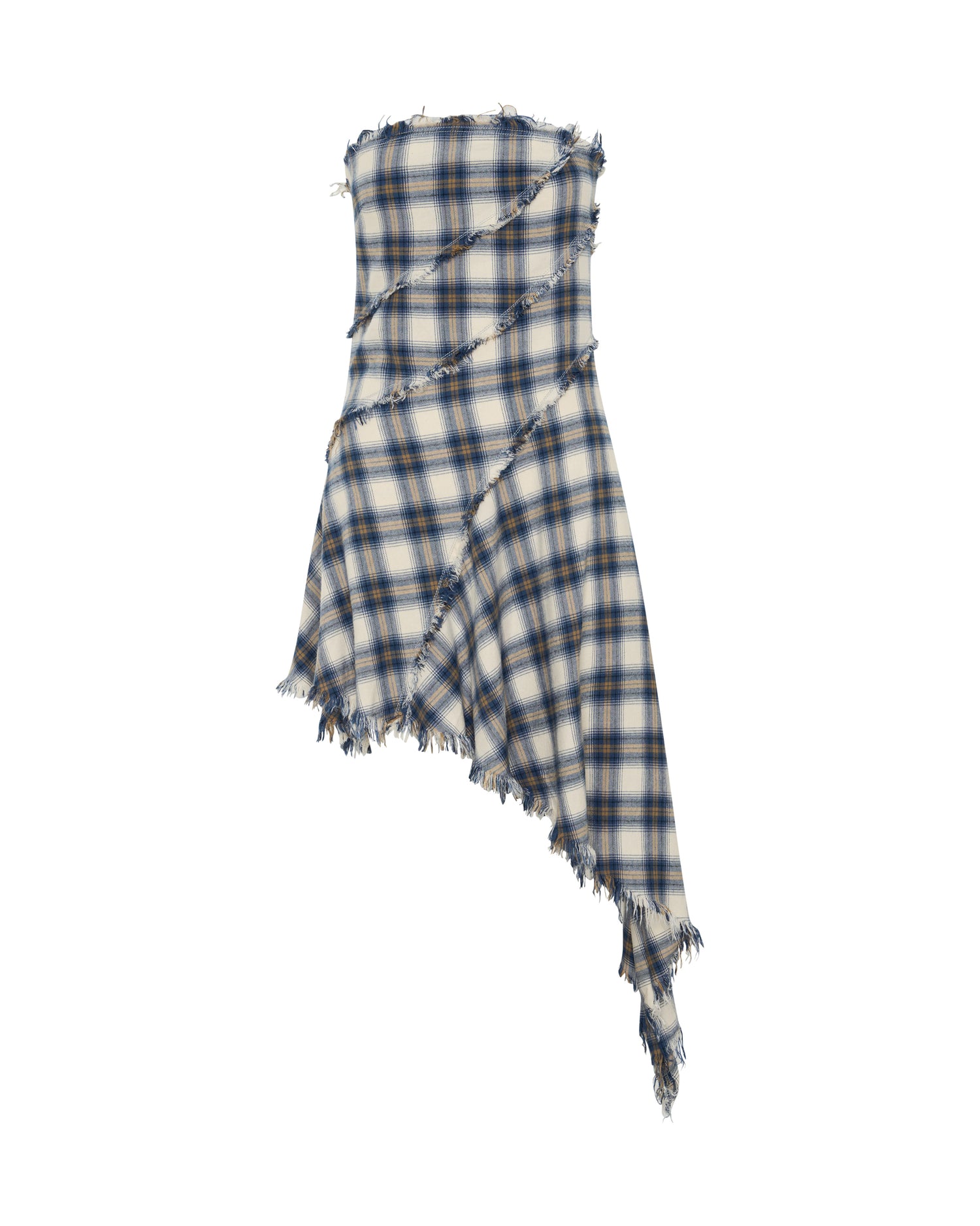 Heart Of Glass Asymmetrical Flannel Mini Dress - Blue & White Check