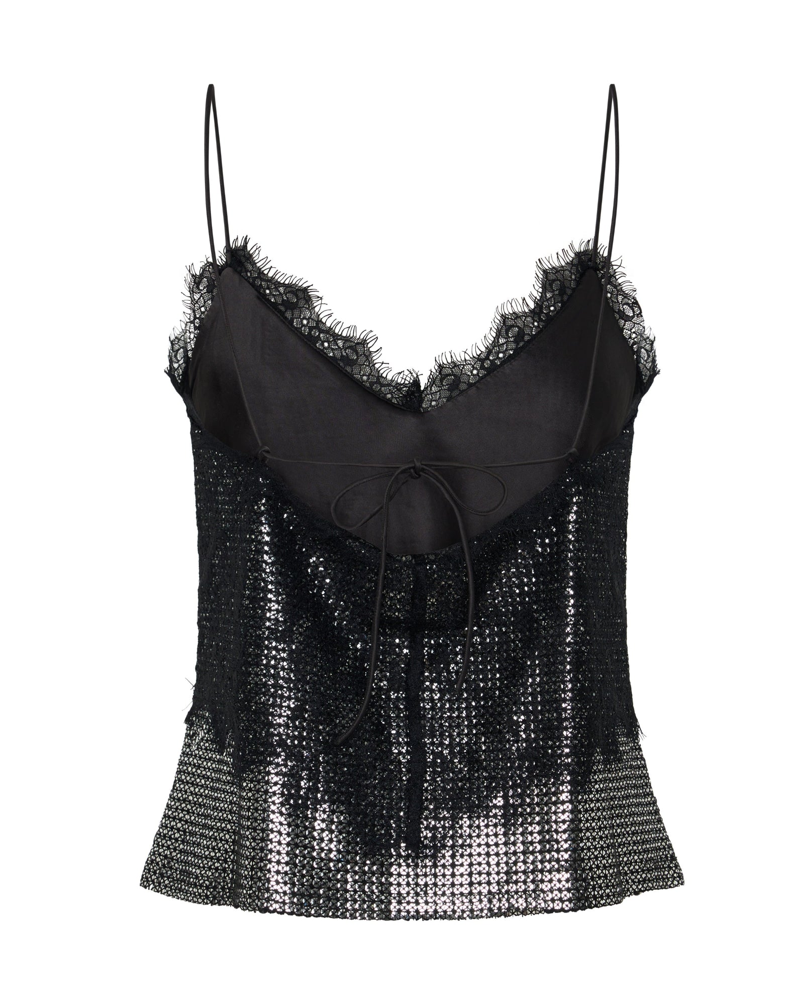 Afterparty Sequin Cami Top - Silver & Black Lace | One Teaspoon USA