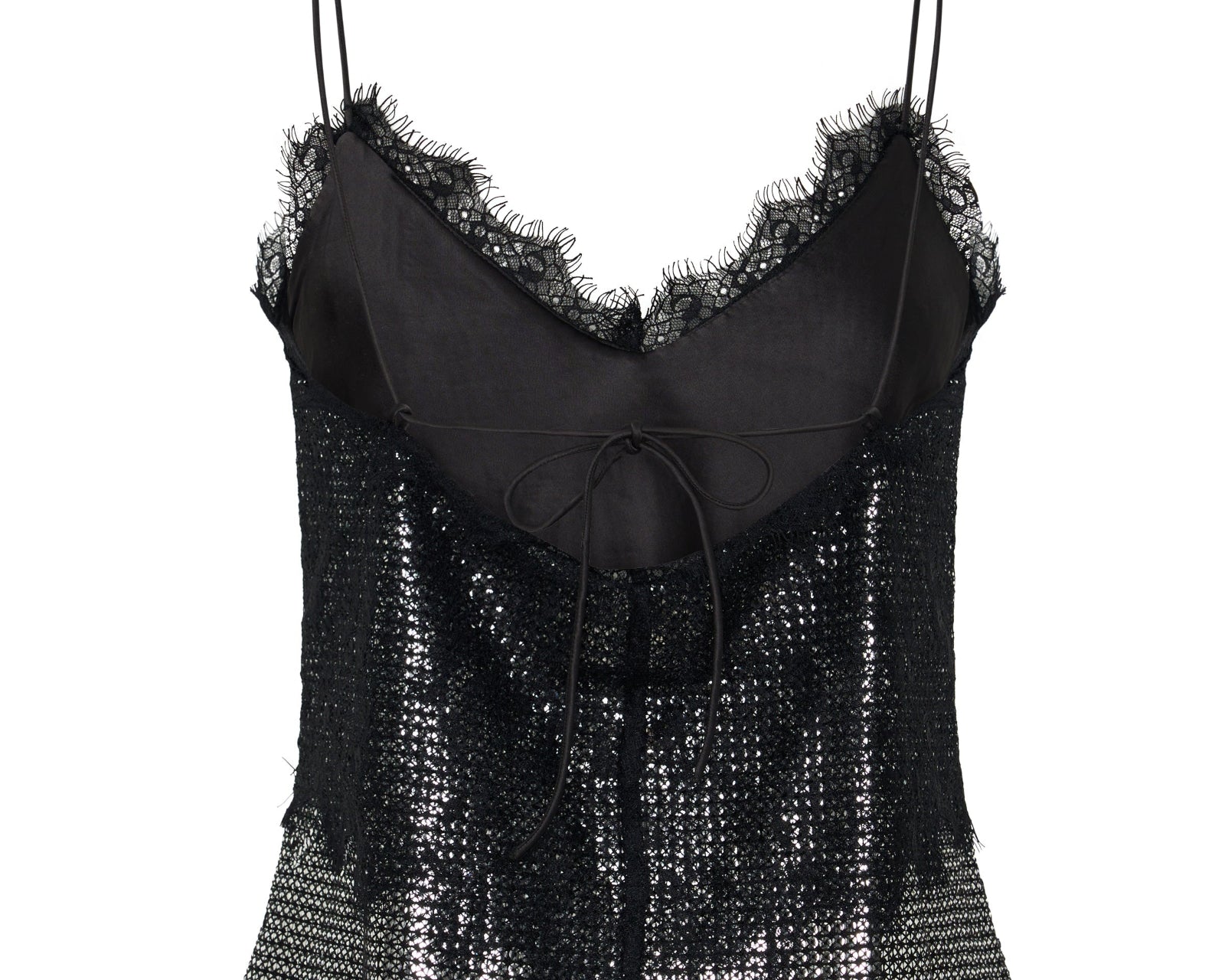 Afterparty Sequin Cami Top - Silver & Black Lace