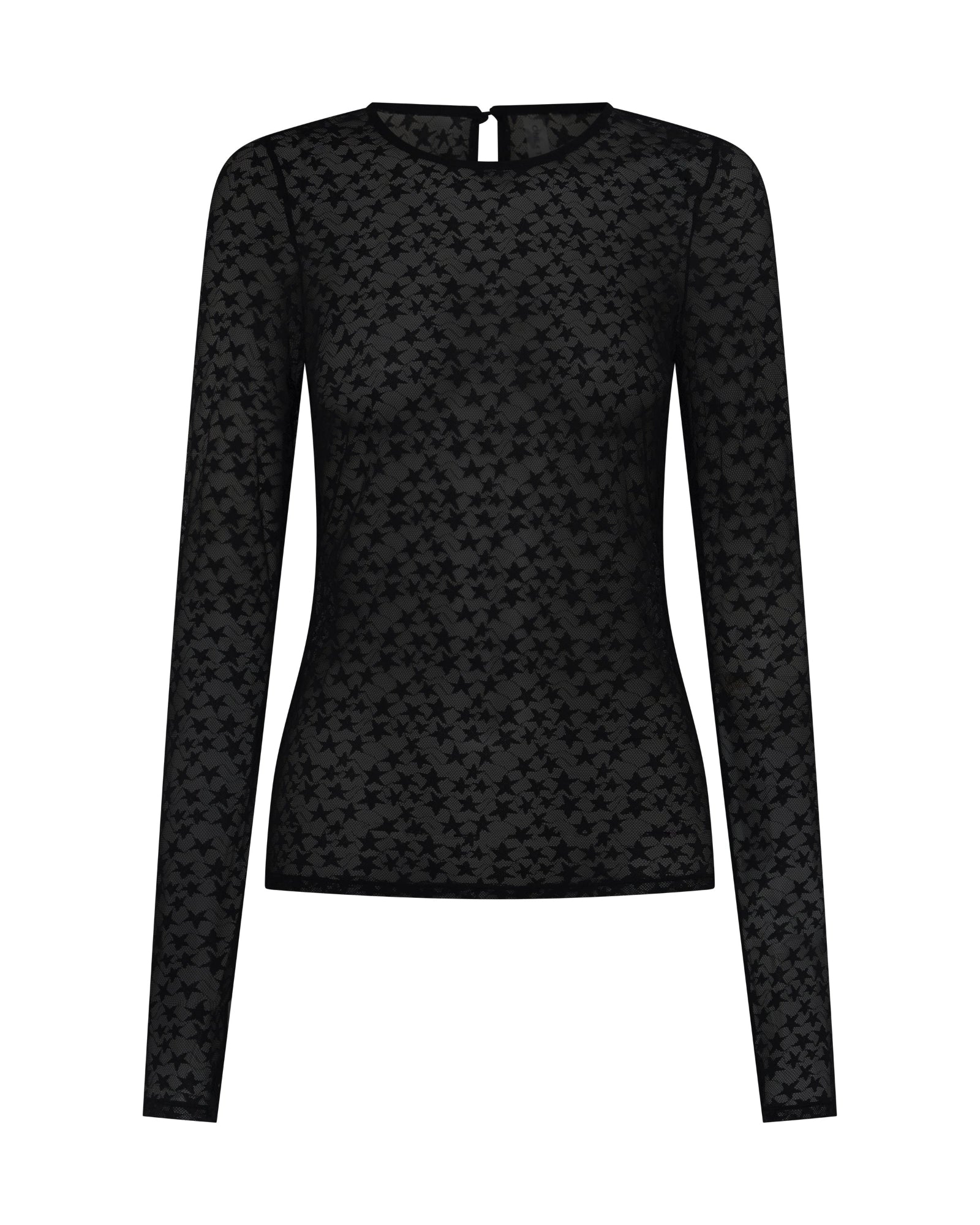 Black Magic Star Sheer Mesh Longsleeve Top - Black | One Teaspoon USA