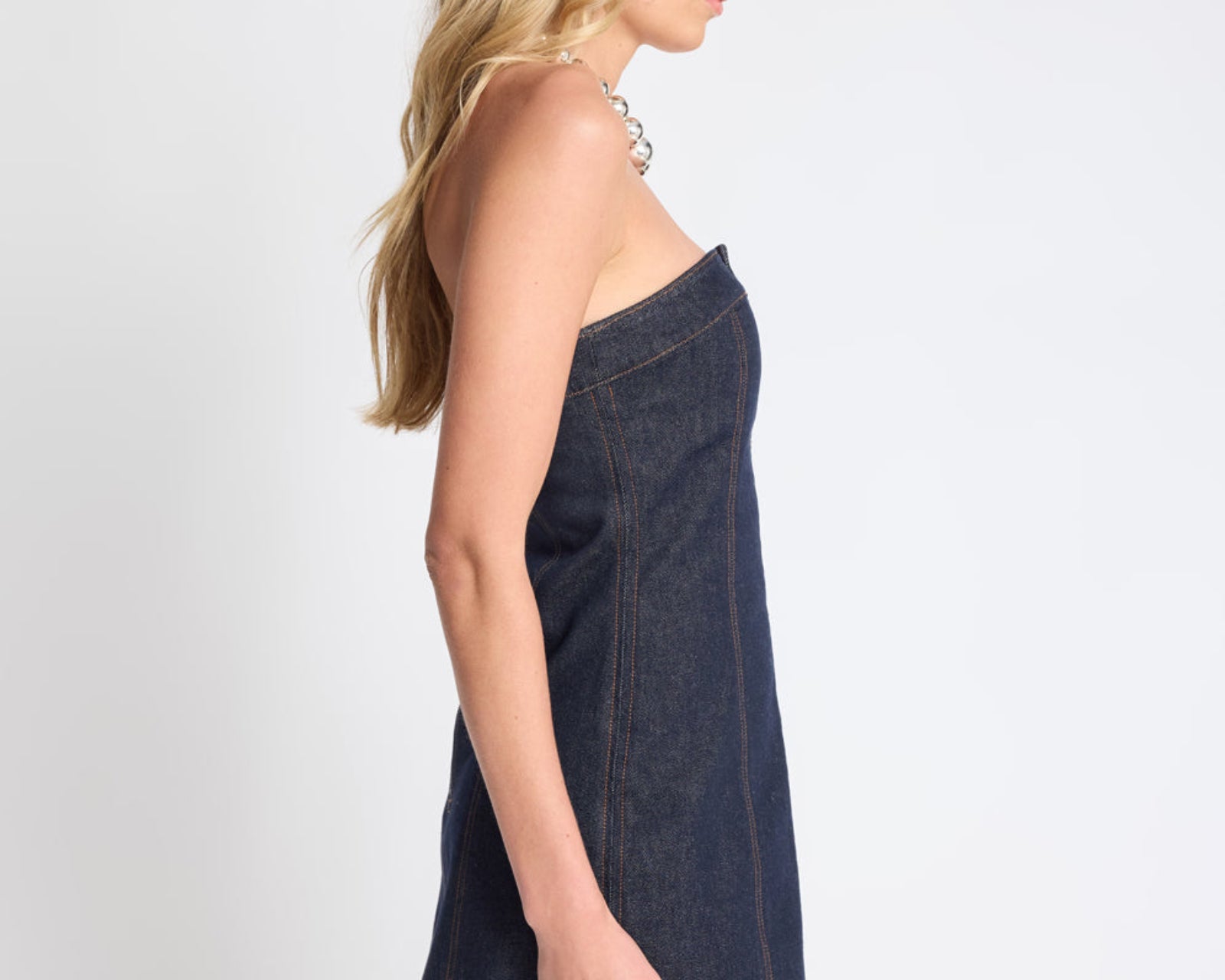 Pamela Strapless Tube Mini Denim Dress - Raw Indigo