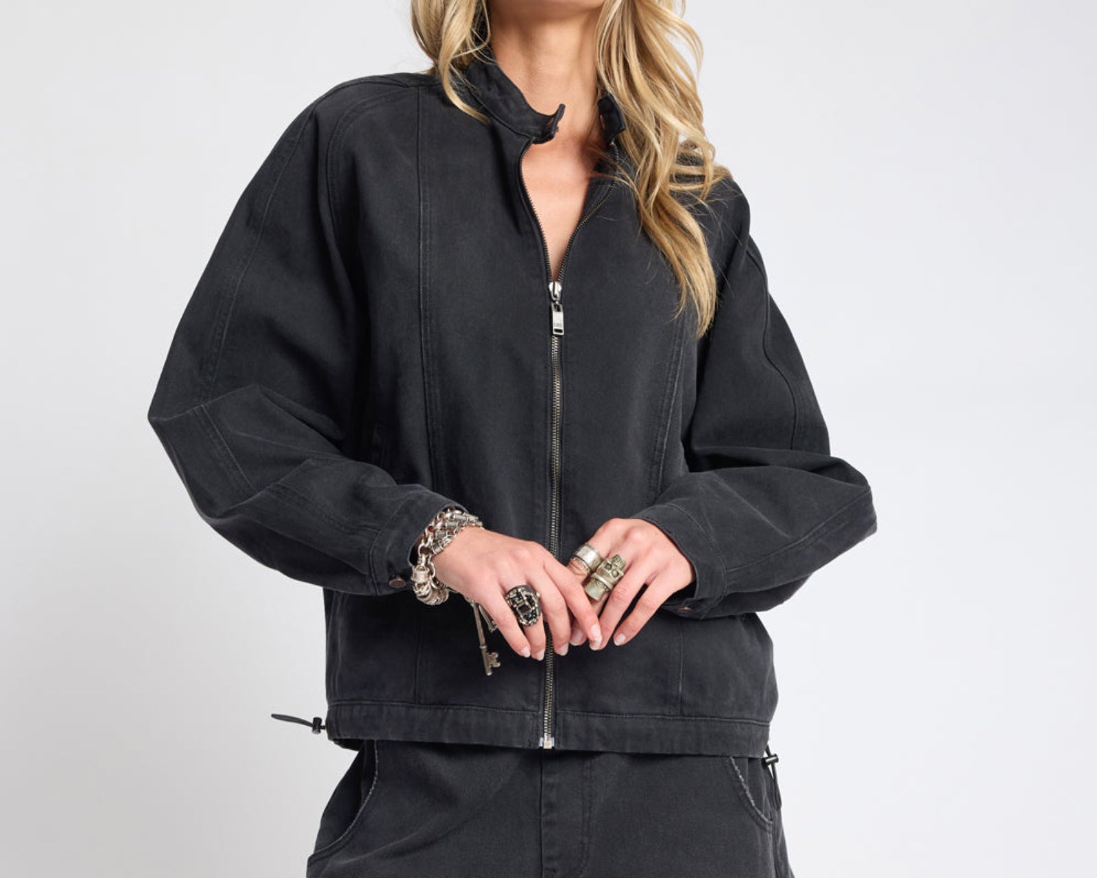 Harley Denim Bomber Jacket - Smokey Black