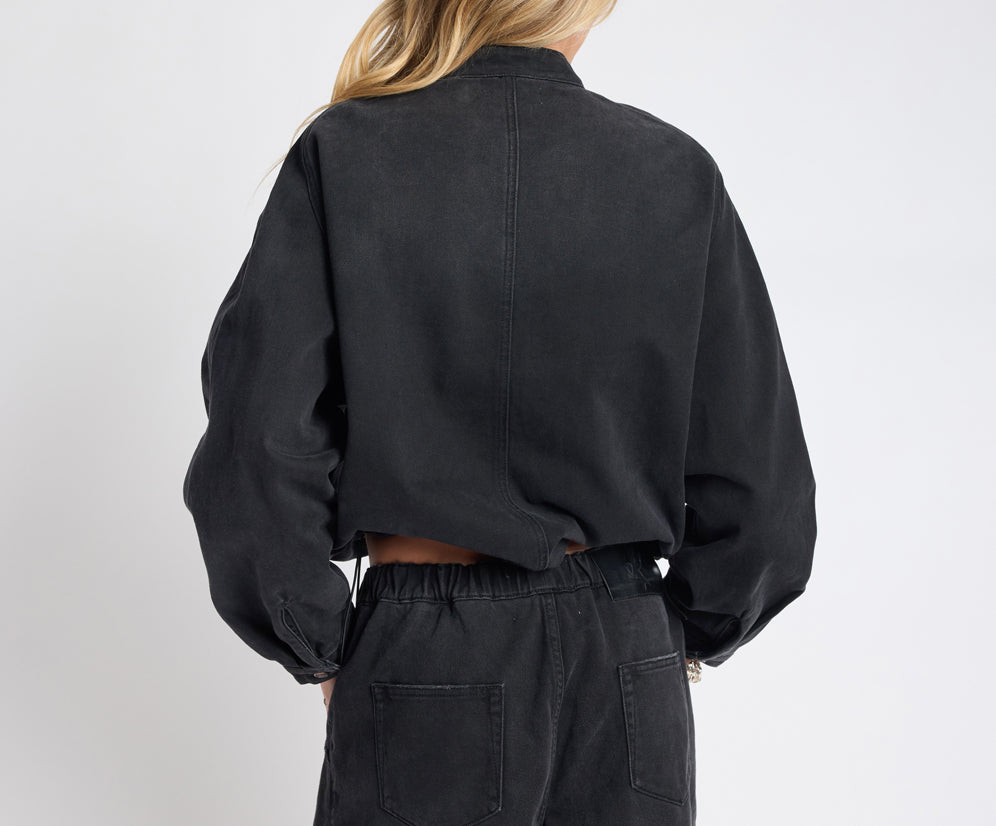 Harley Denim Bomber Jacket - Smokey Black
