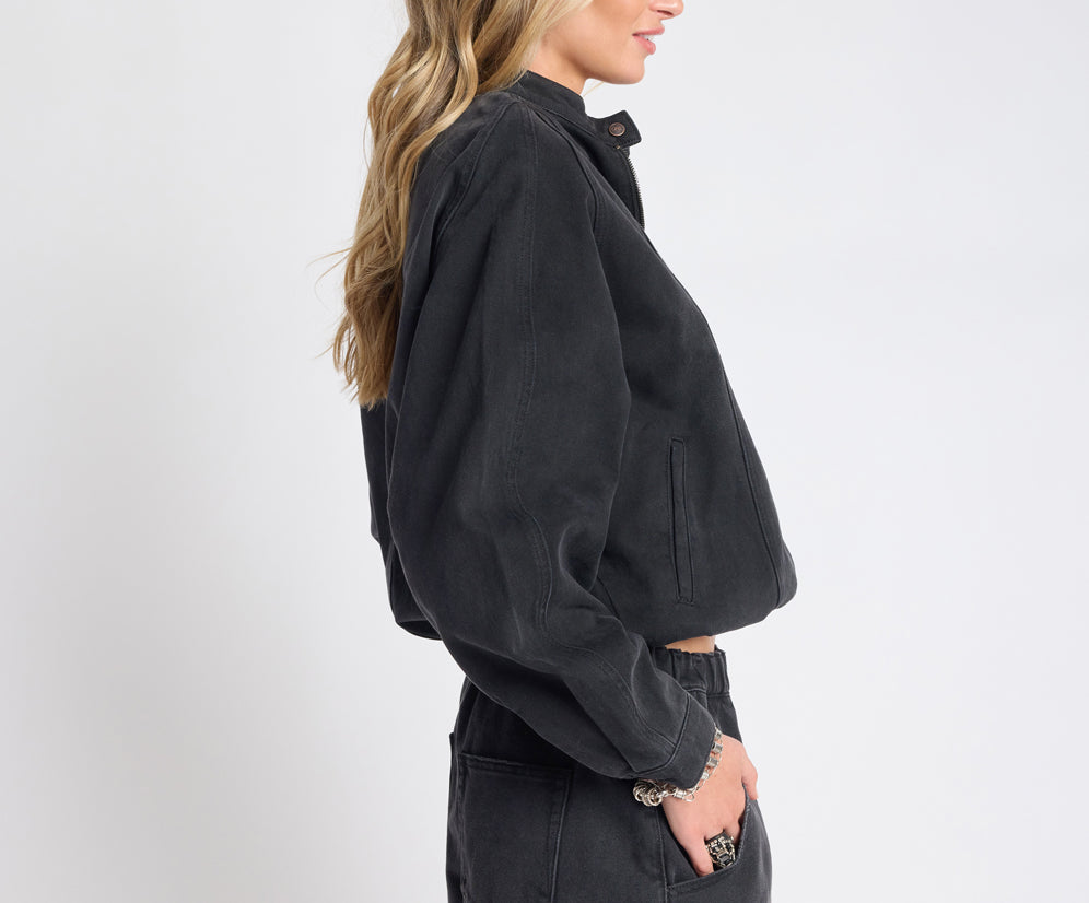 Harley Denim Bomber Jacket - Smokey Black