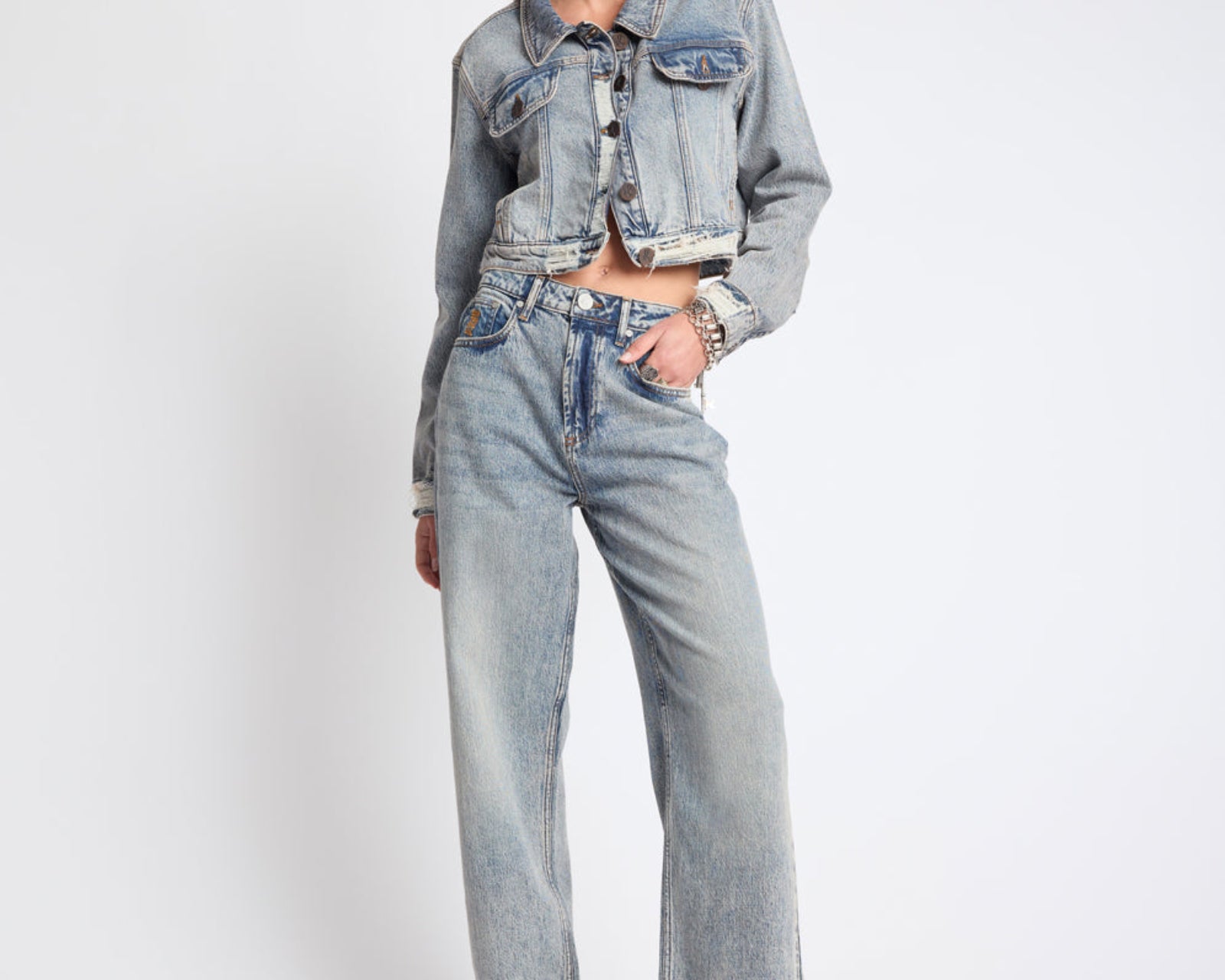 Icon High Waist Straight Leg Denim Jeans - Cloud Blue