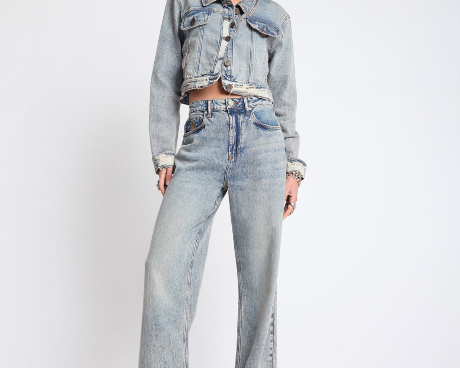 Icon High Waist Straight Leg Denim Jeans - Cloud Blue