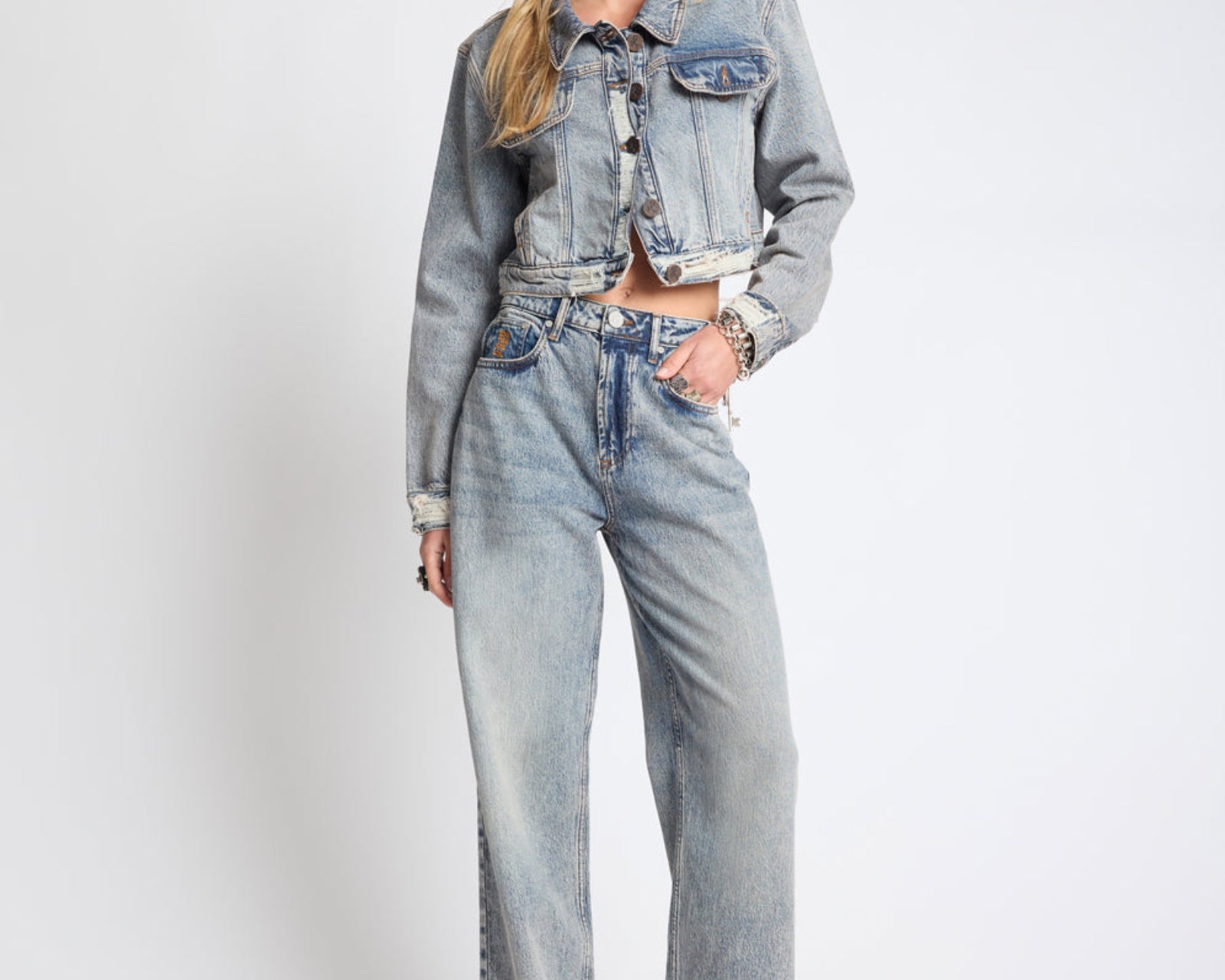 Icon High Waist Straight Leg Denim Jeans - Cloud Blue