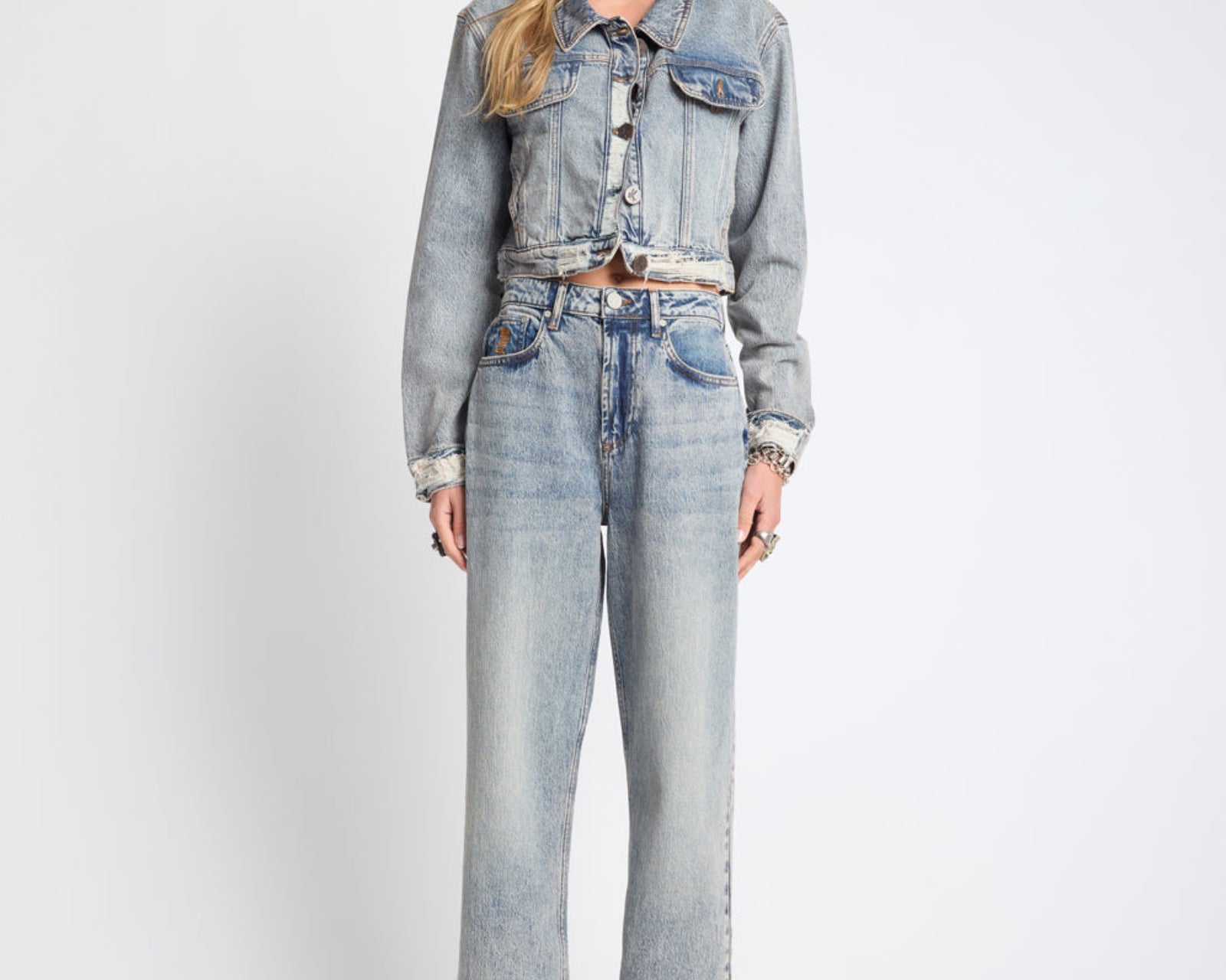 Icon High Waist Straight Leg Denim Jeans - Cloud Blue