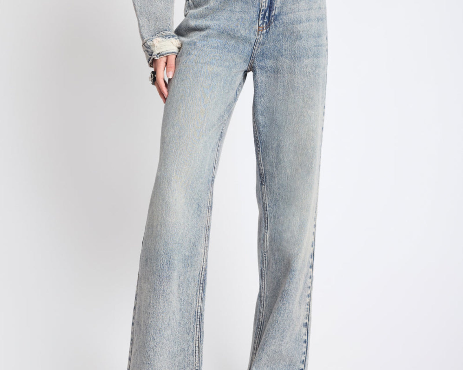 Icon High Waist Straight Leg Denim Jeans - Cloud Blue