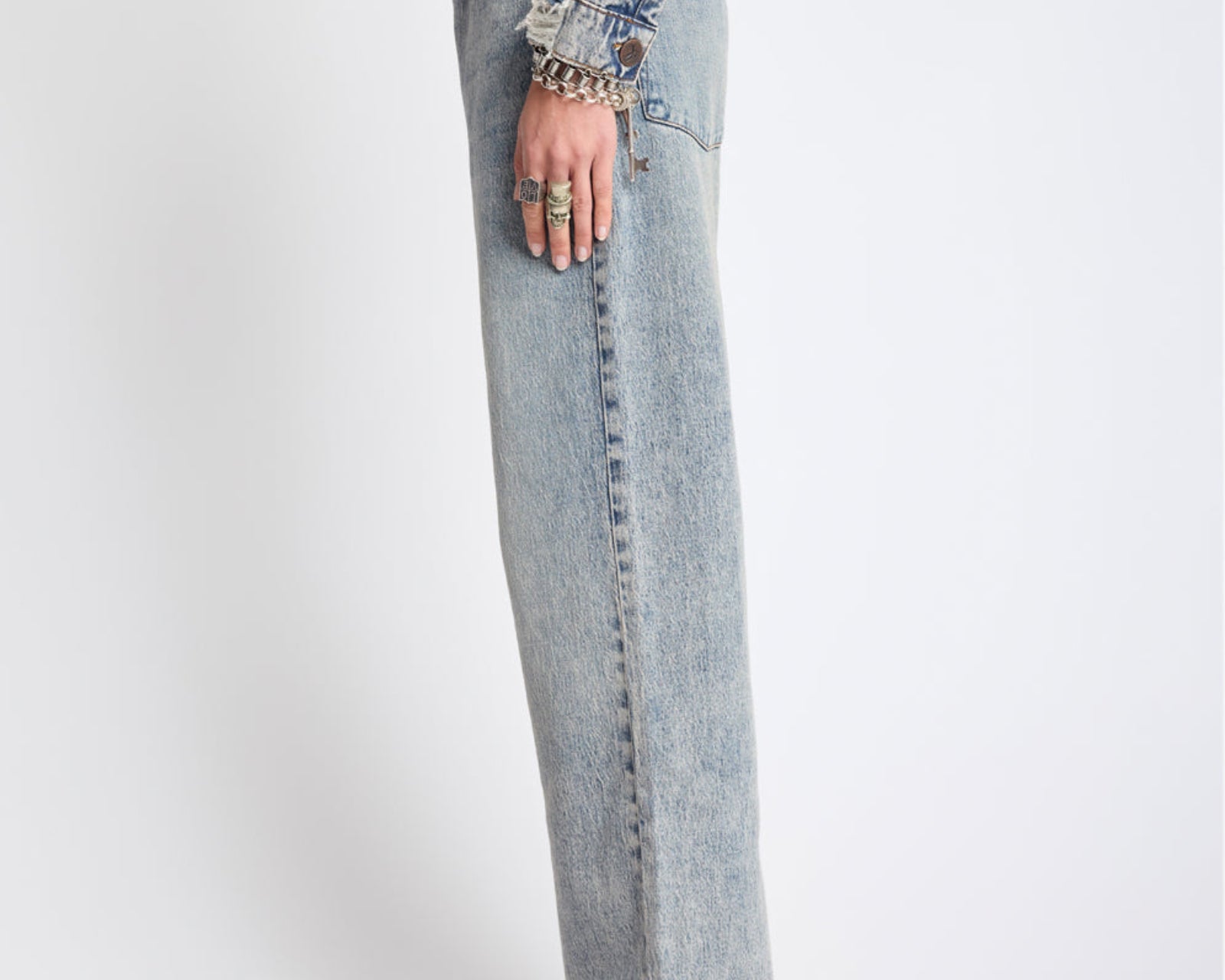 Icon High Waist Straight Leg Denim Jeans - Cloud Blue
