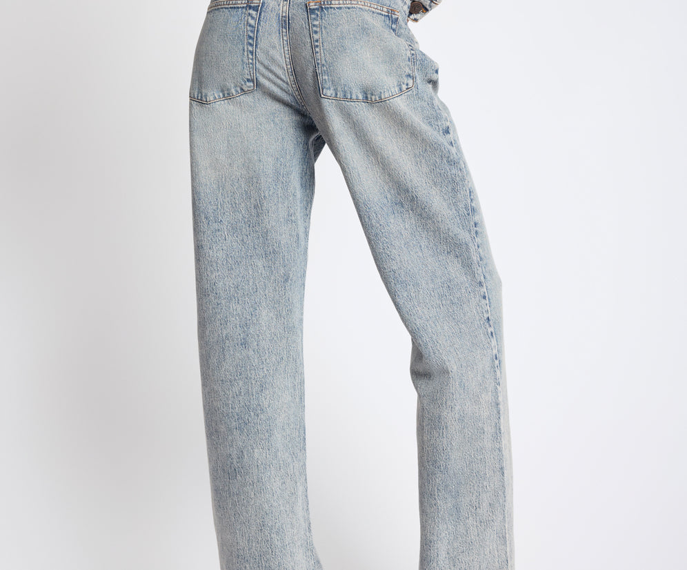 Icon High Waist Straight Leg Denim Jeans - Cloud Blue