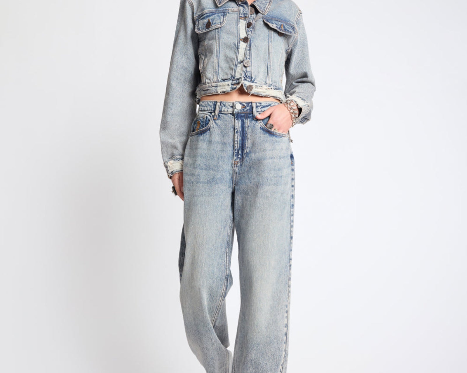 Icon High Waist Straight Leg Denim Jeans - Cloud Blue